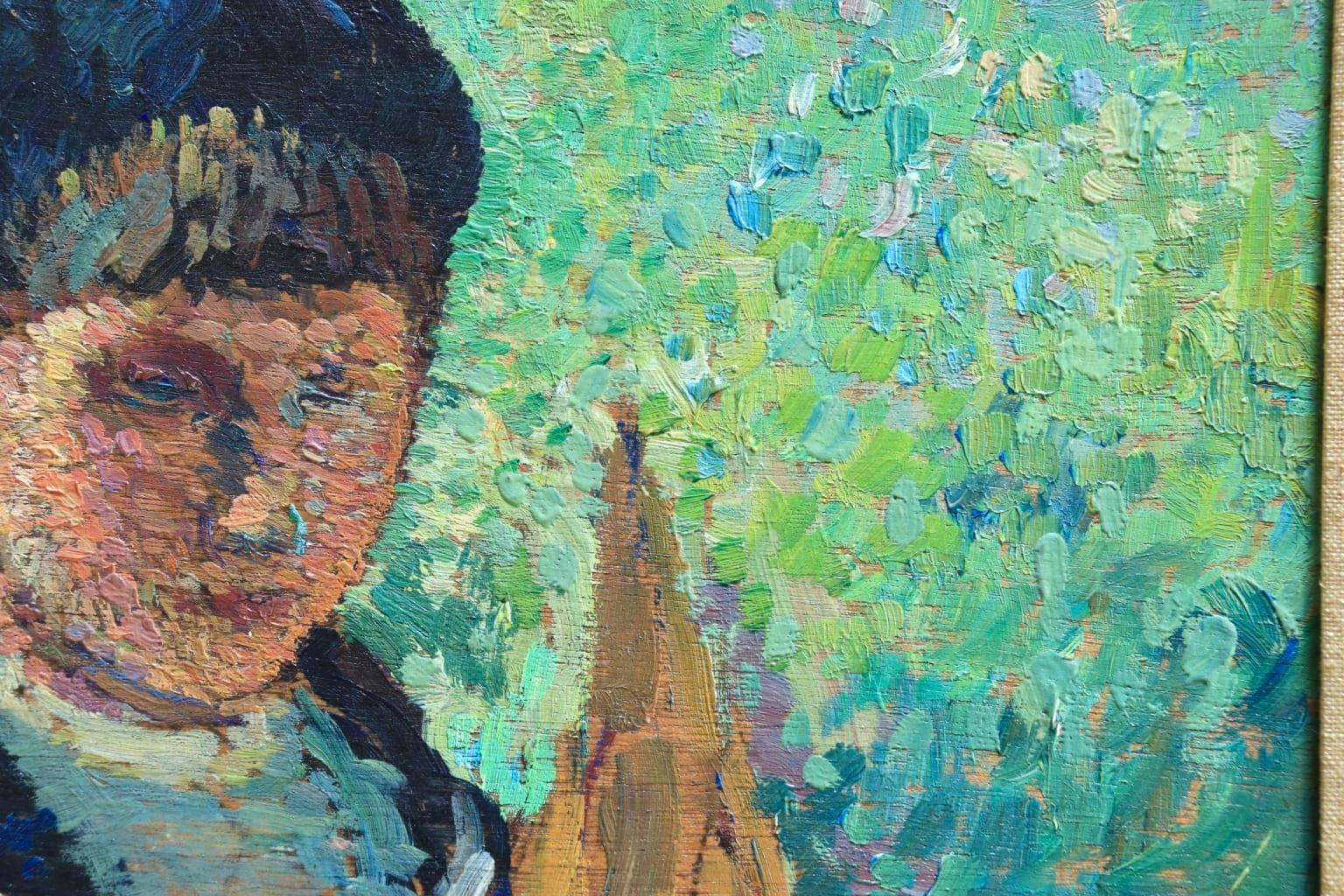 Jeune garçon avec voilier-Jardins du Luxembourg - Pointillist Oil - Henri Martin 4
