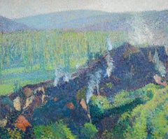 La Bastide du Vert - Post Impressionist Pointillist Landscape Oil - Henri Martin