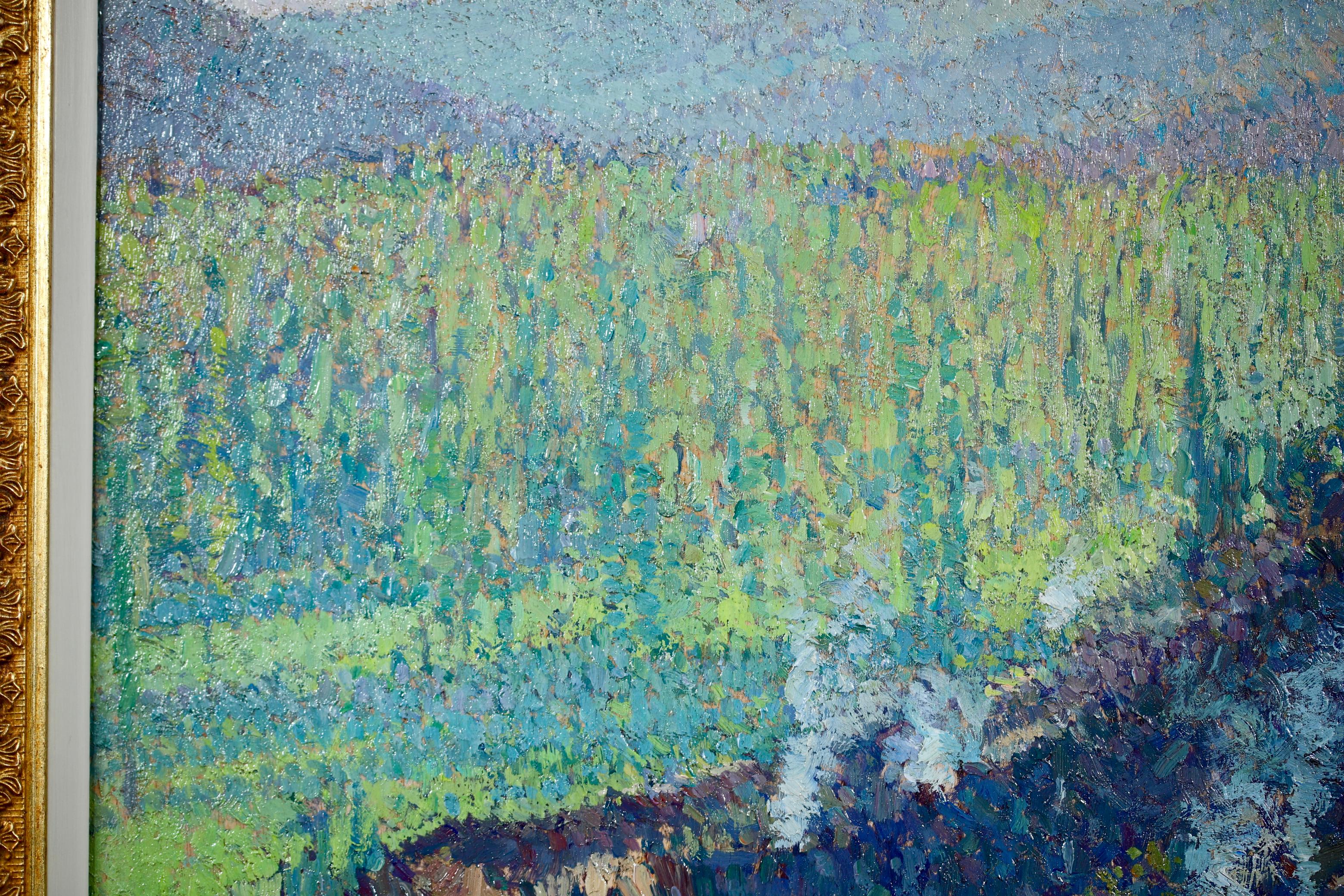 Huile de paysage pointilliste post-impressionniste La Bastide du Vert, Henri Martin en vente 1