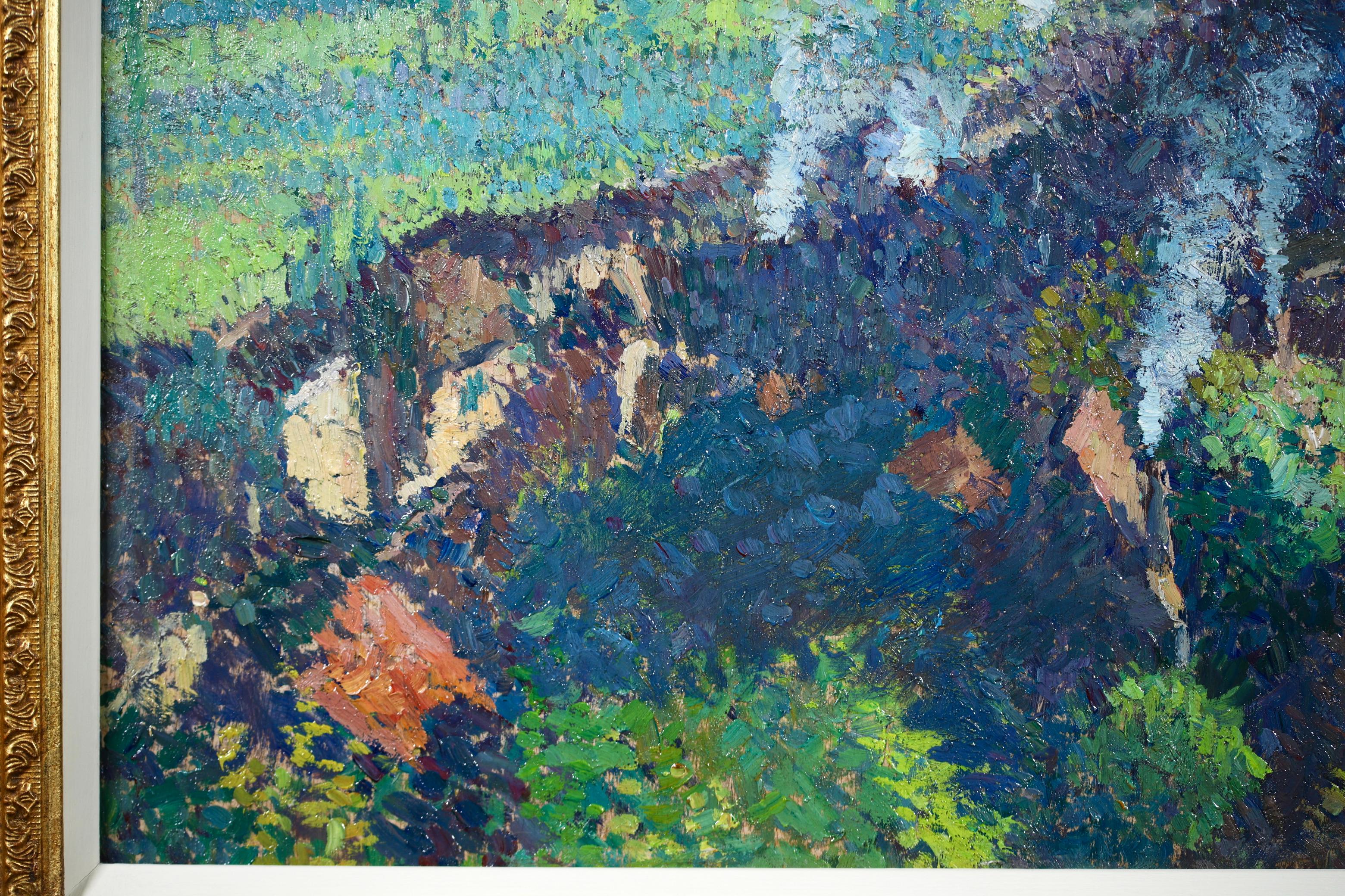 Huile de paysage pointilliste post-impressionniste La Bastide du Vert, Henri Martin en vente 2