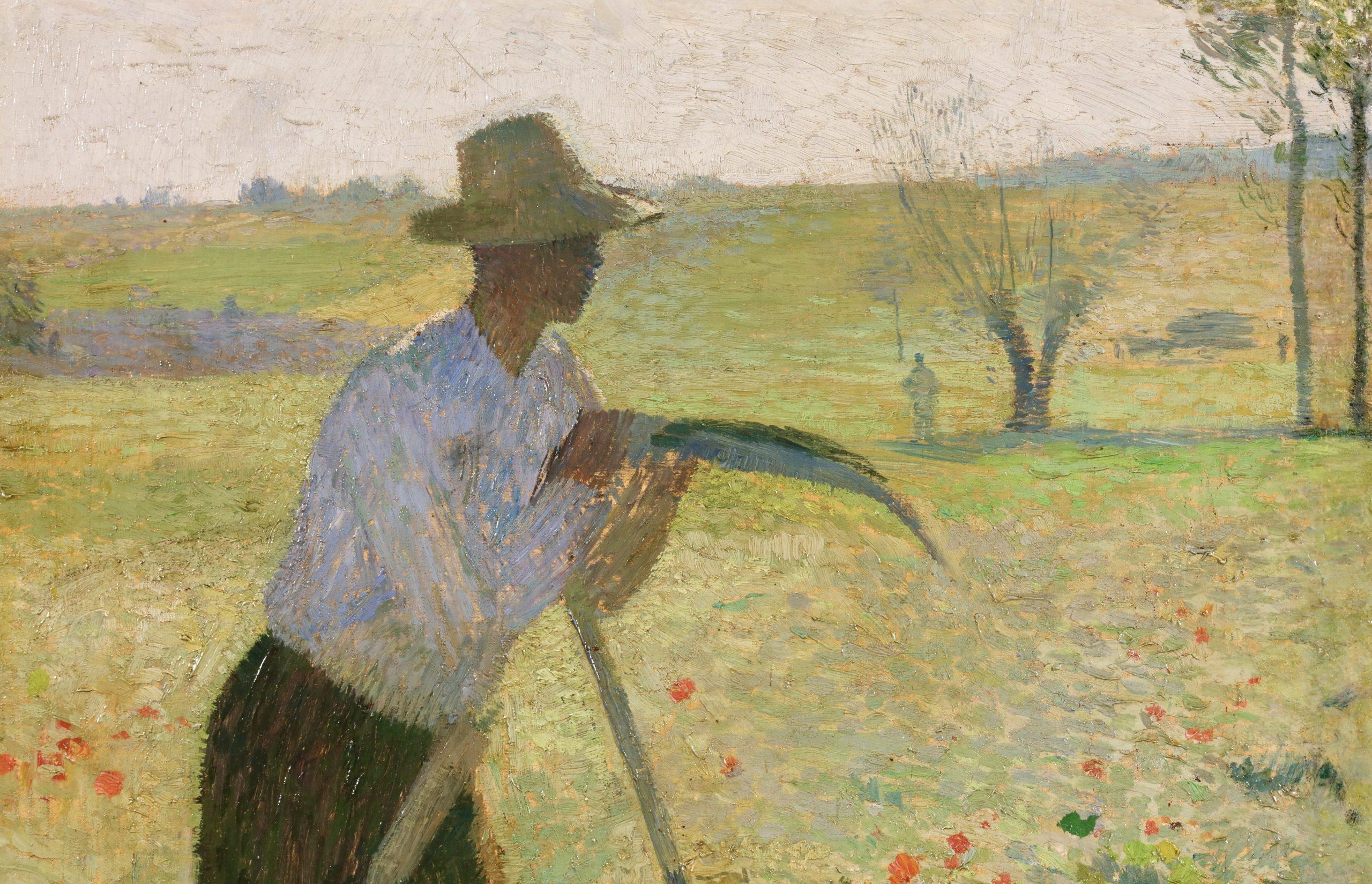 Le Faucher - Paesaggio figurativo olio post impressionista di Henri Martin in vendita 2