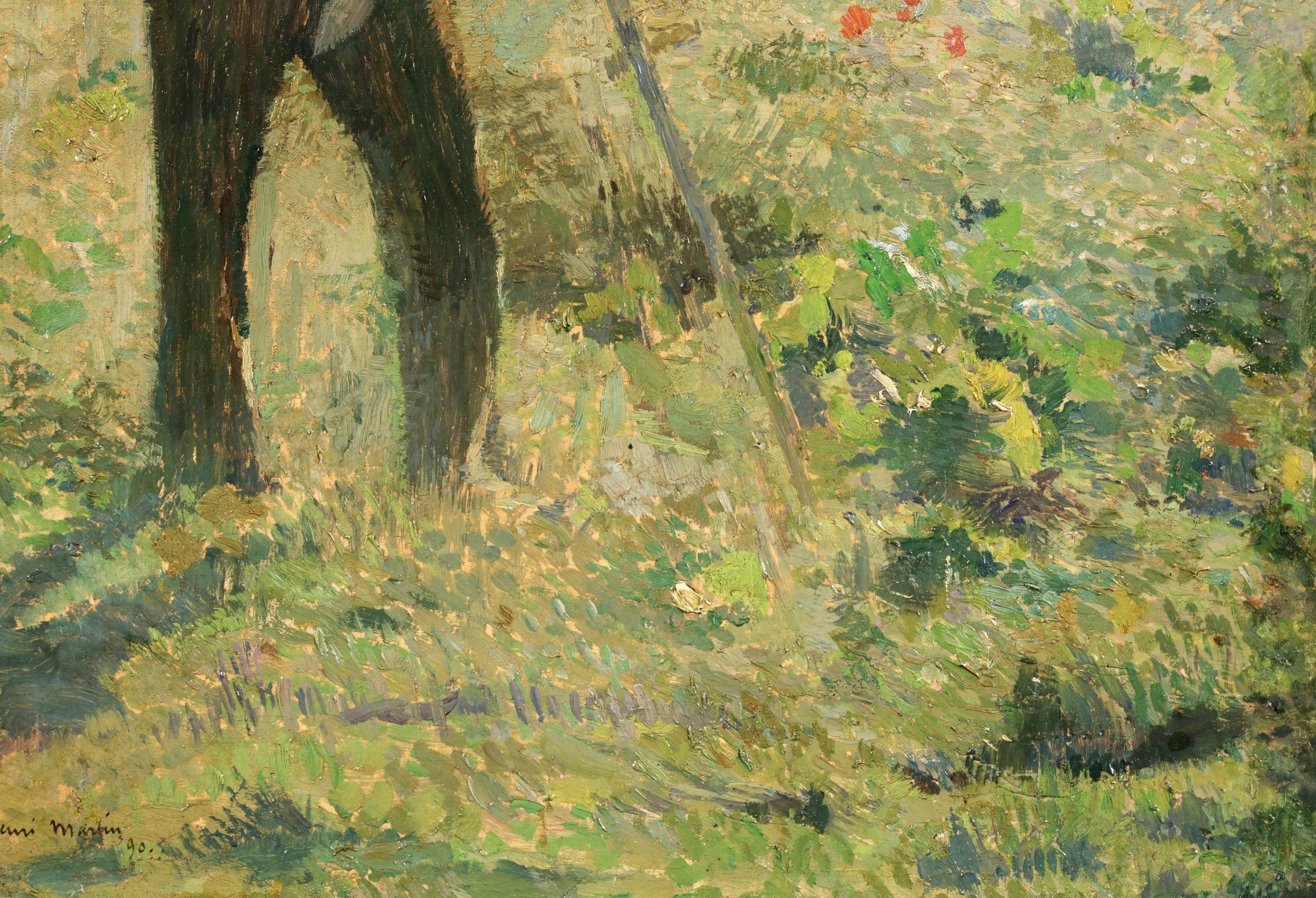 Le Faucher - Paesaggio figurativo olio post impressionista di Henri Martin in vendita 3