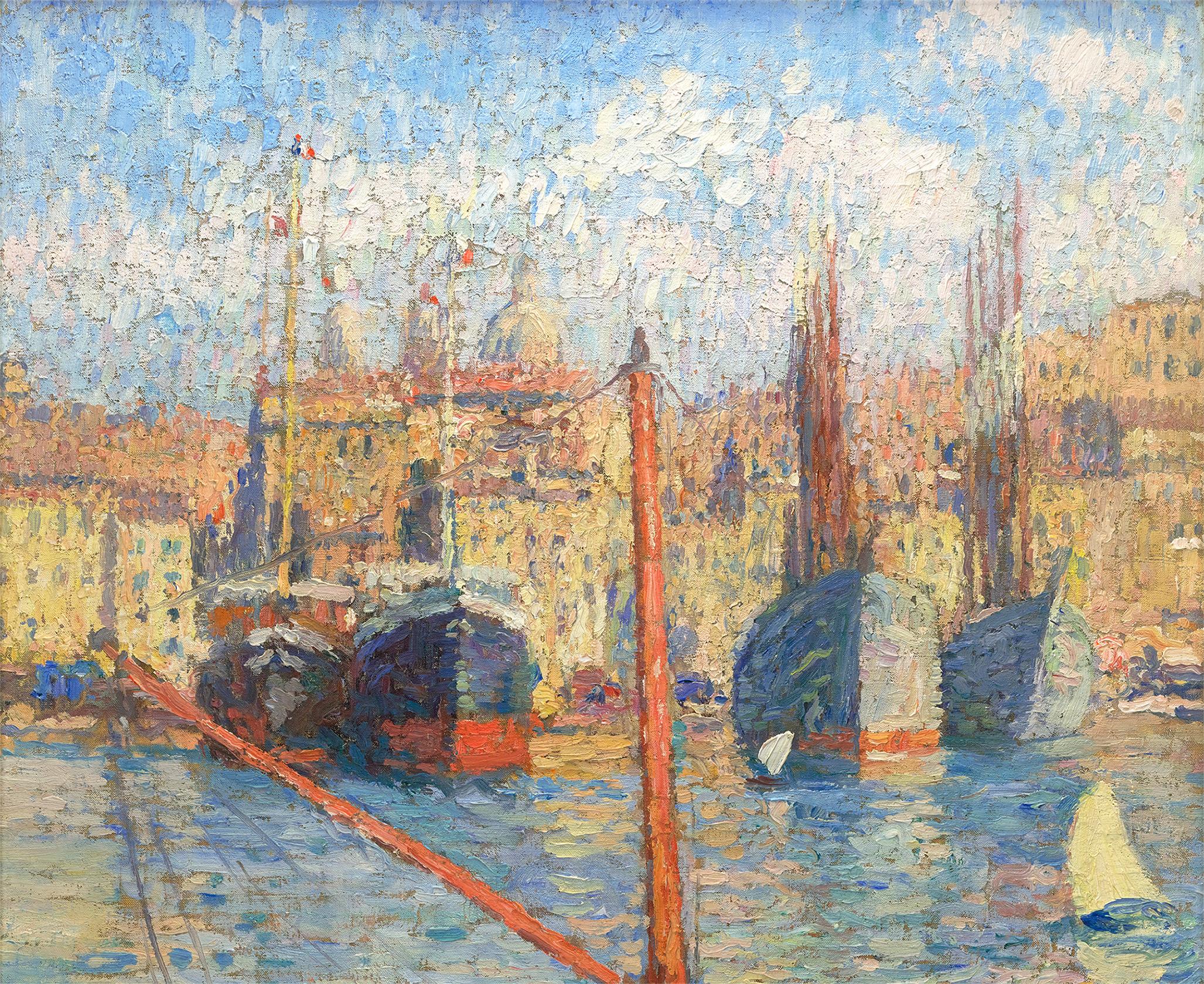 Le port de Marseille, le quai et les cargos di Henri Martin in vendita 1