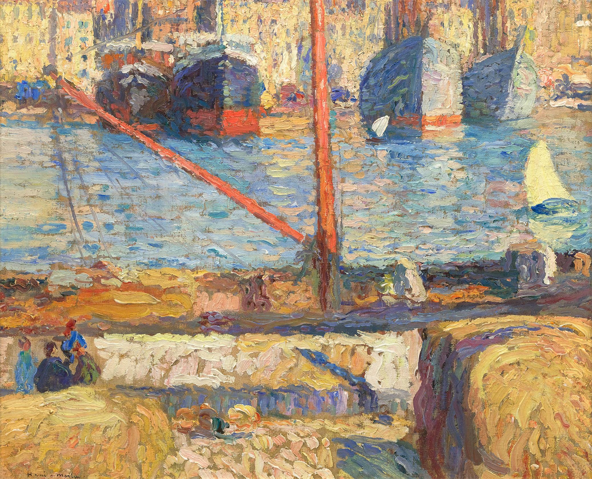 Le port de Marseille, le quai et les cargos di Henri Martin in vendita 2