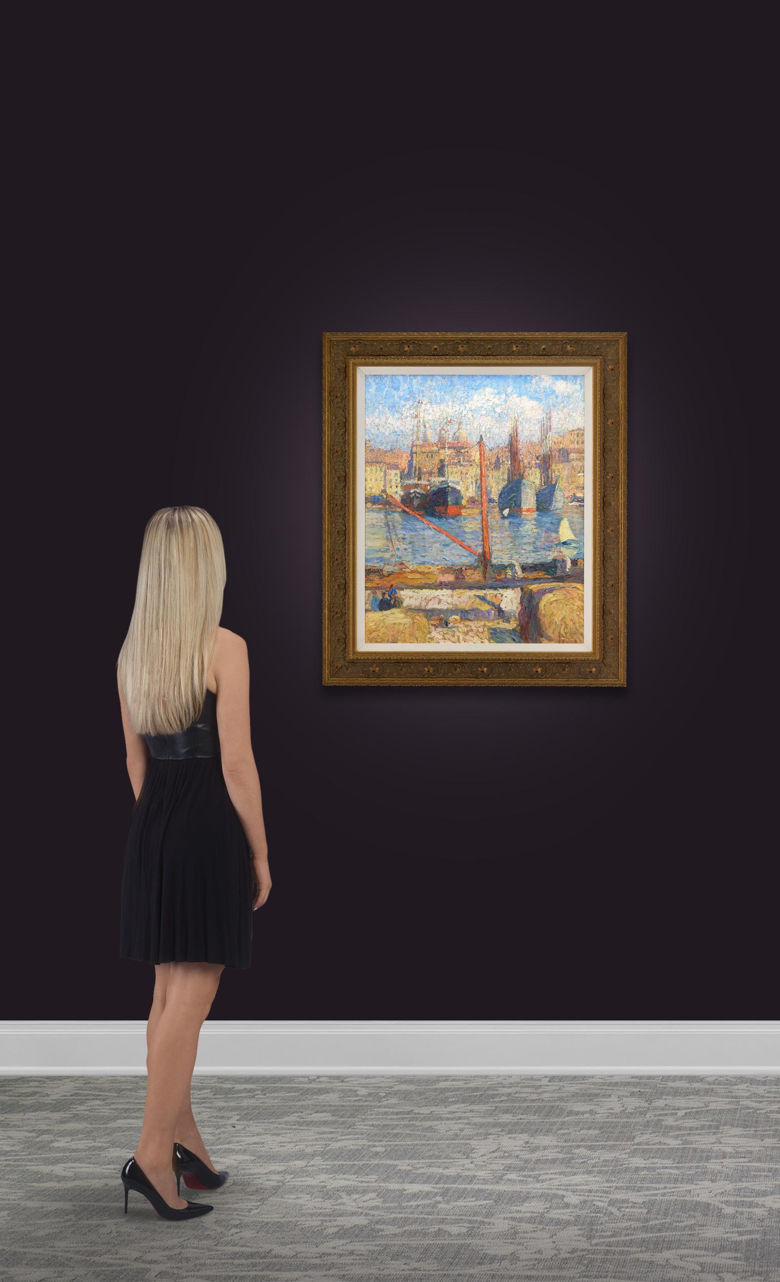 Le port de Marseille, le quai et les cargos di Henri Martin in vendita 4