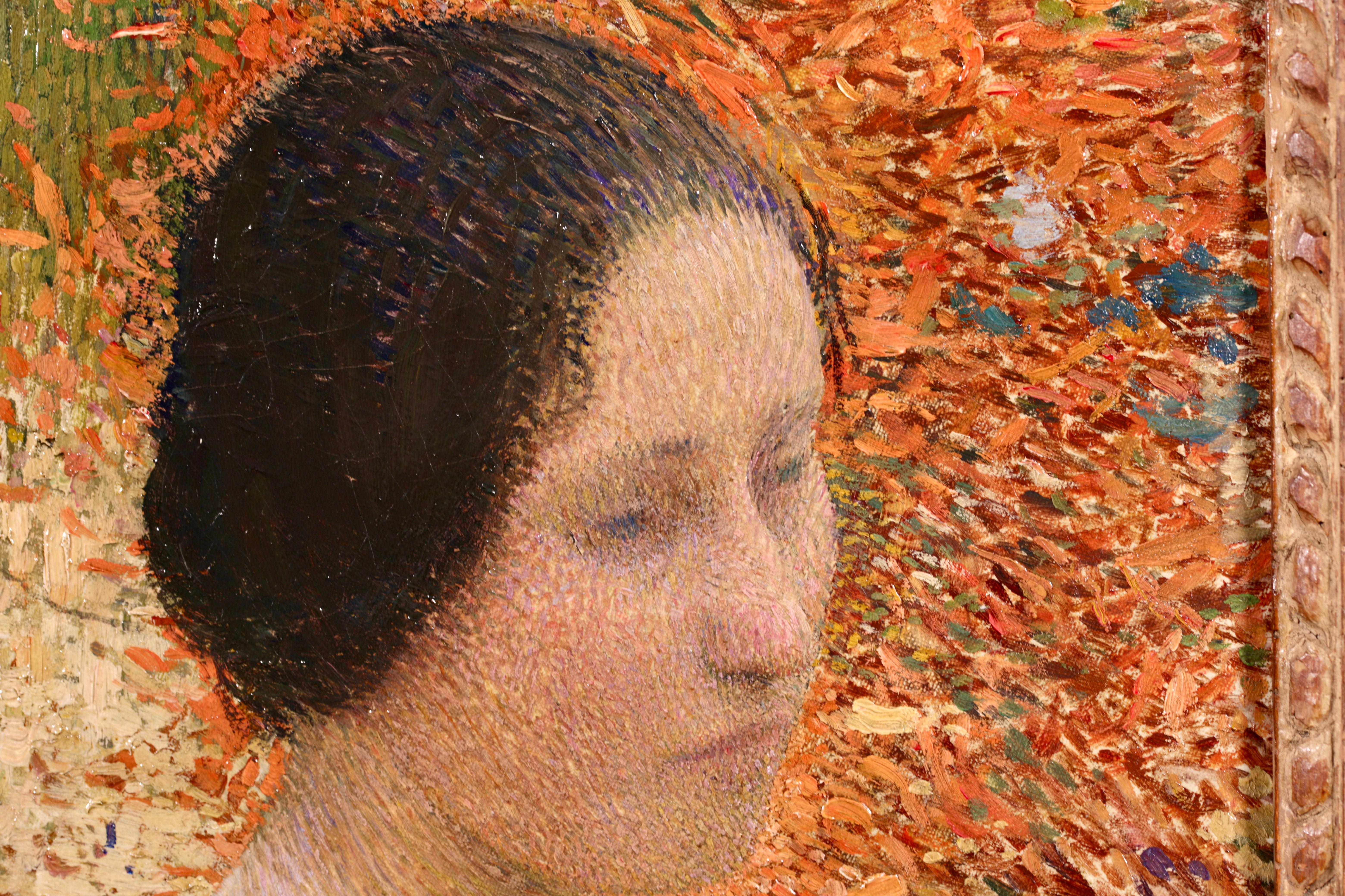 Portrait de Madame Martin - Post Impressionist Divisionist Oil by Henri Martin For Sale 1