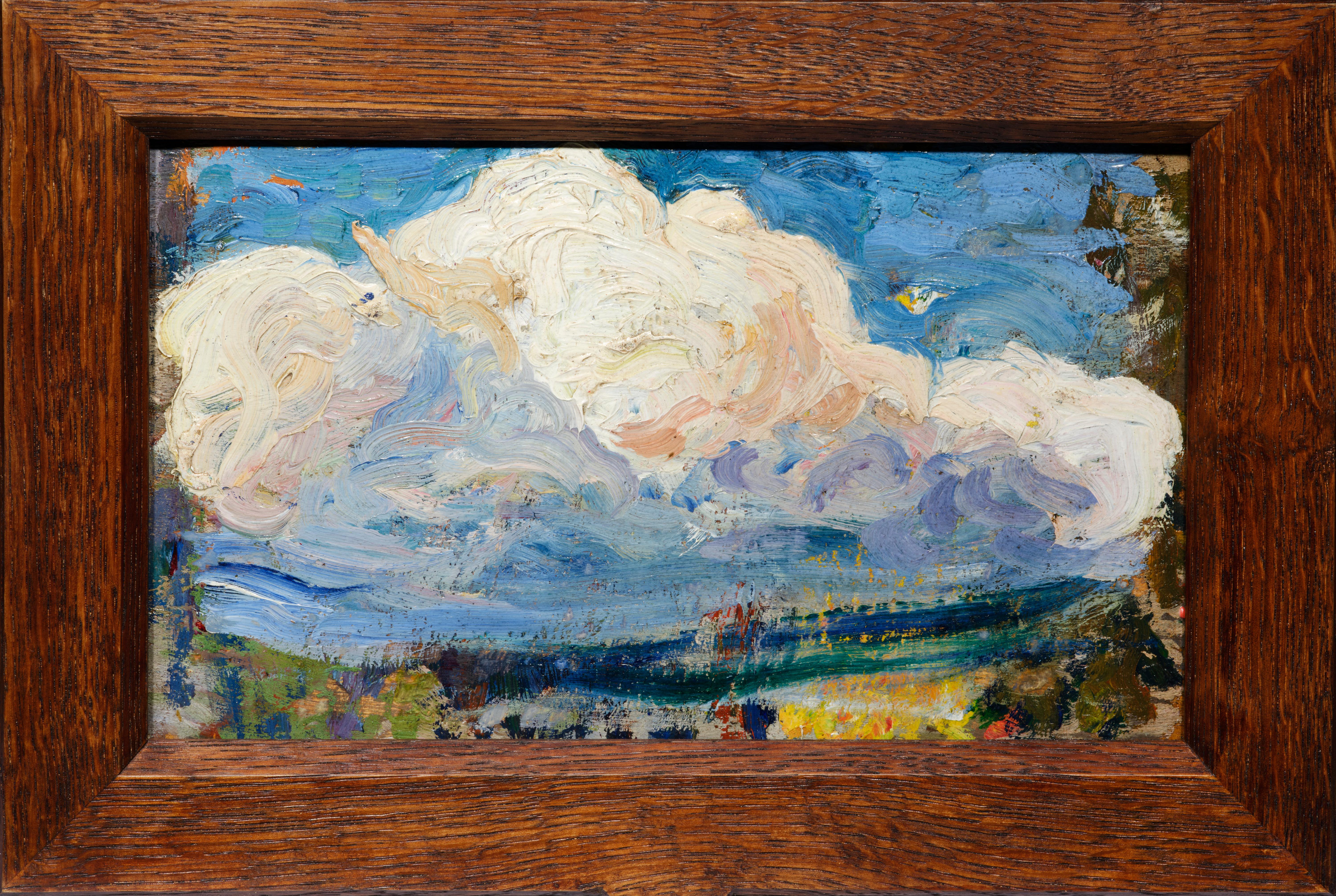 Zwei Studien der Wolken, ein doppelseitiges Ölgemälde auf Tafel von Henri Martin (ca. 1886) im Angebot 1