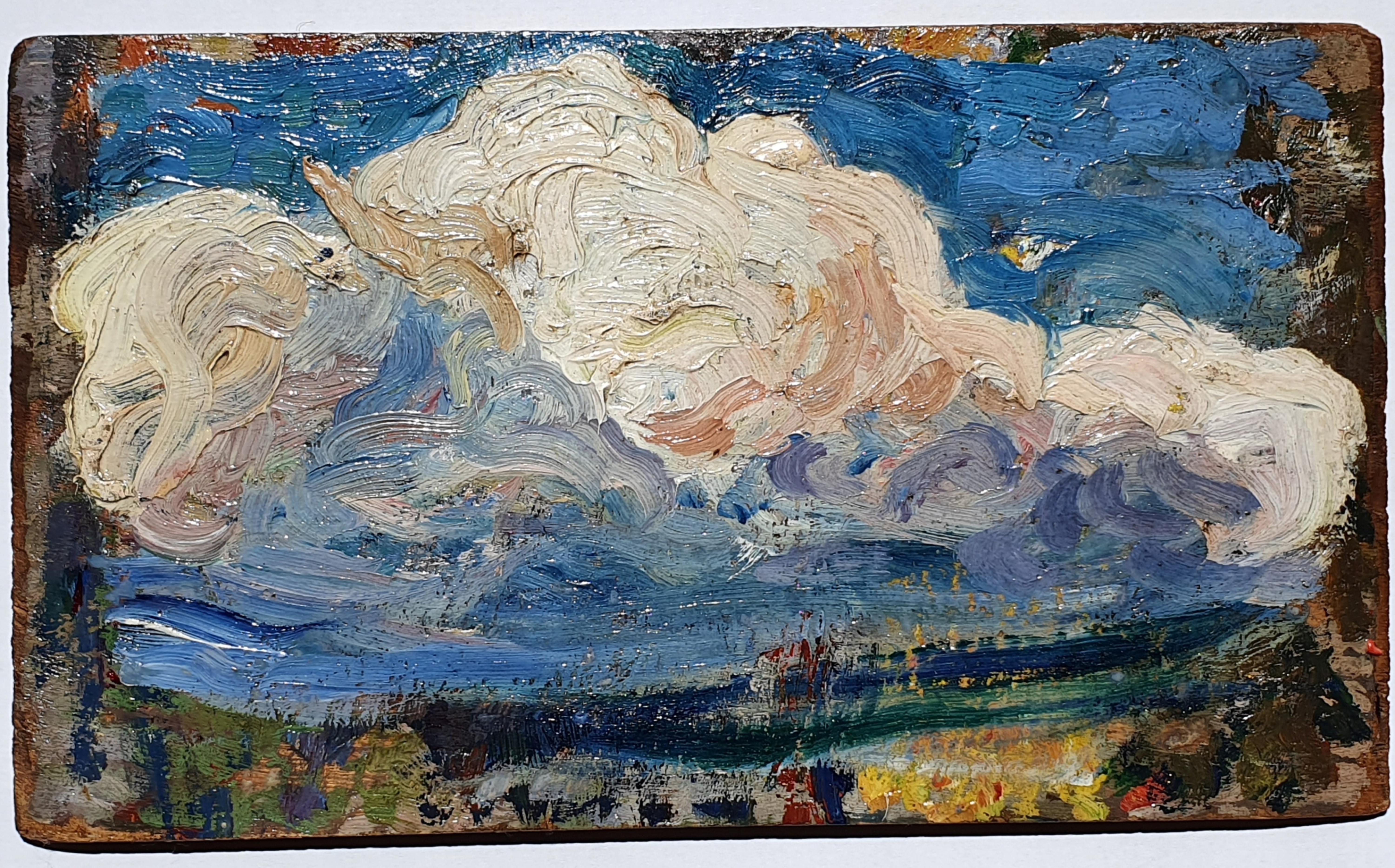 Zwei Studien der Wolken, ein doppelseitiges Ölgemälde auf Tafel von Henri Martin (ca. 1886) im Angebot 3