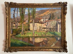 Vieilles Maisons au Printemps, grande peinture impressionniste