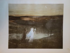 Divine Comedy : Dante and Beatrice - Original lithograph, 1898