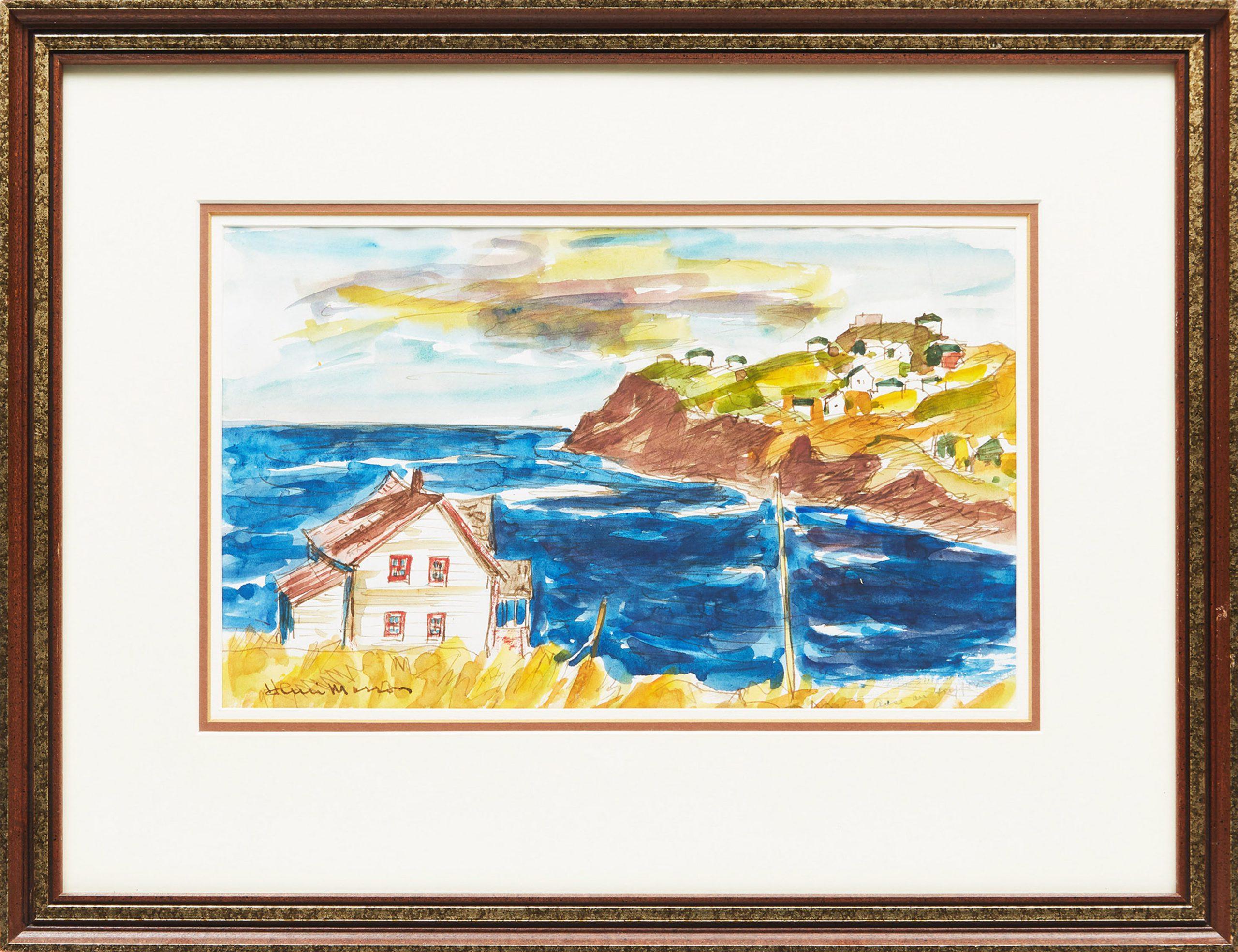 Henri Masson, 1907-1996, Canadian
ANSE AU GRIFFON, 1978
Watercolour
8.25 x 13.25 in ( sight )
21 x 33.7 cm
signed lower left; titled lower right; signed, titled and dated
framed