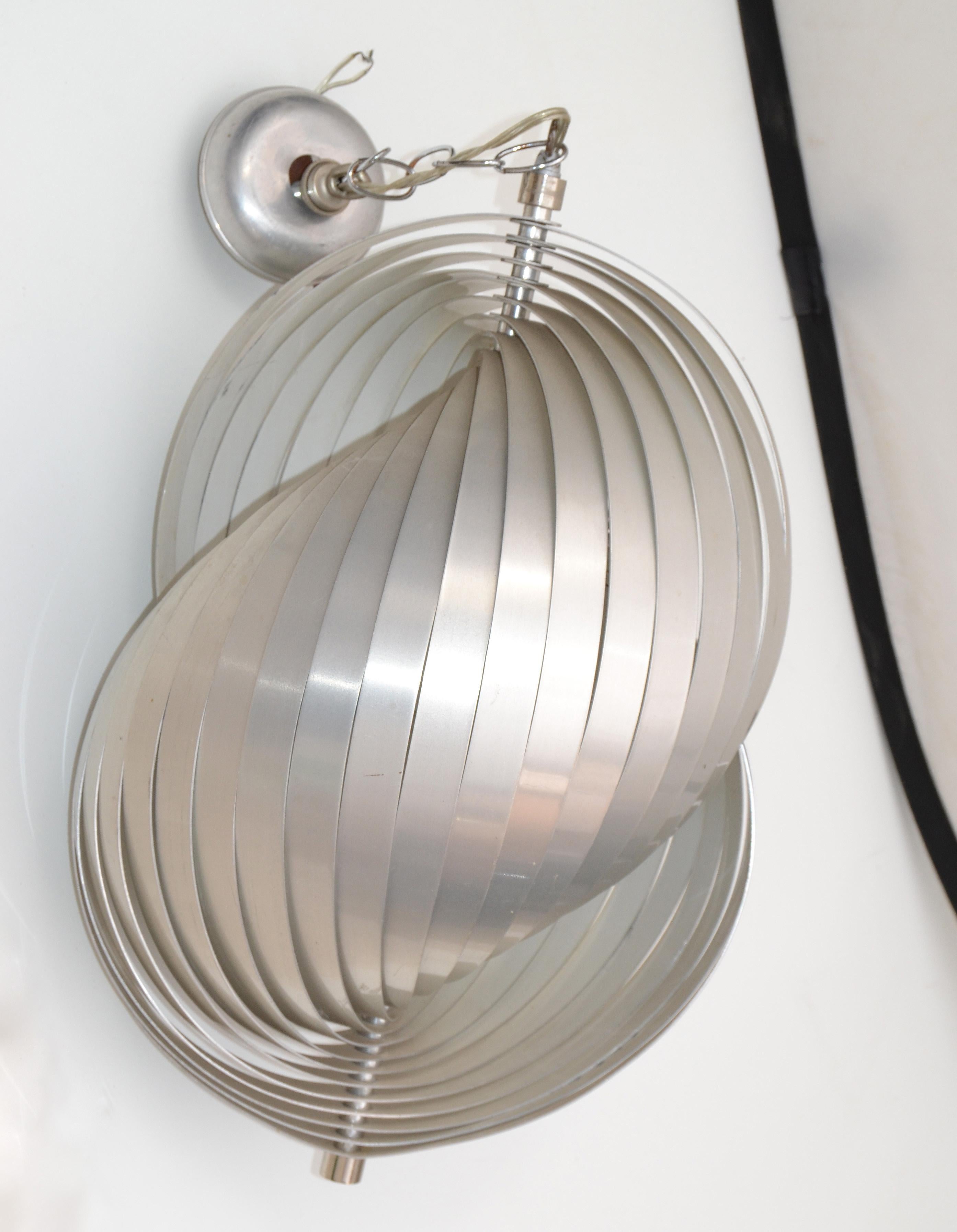 Henri Mathieu Aluminum Pendant Light Chandelier Mid-Century Modern France, 1960s 7