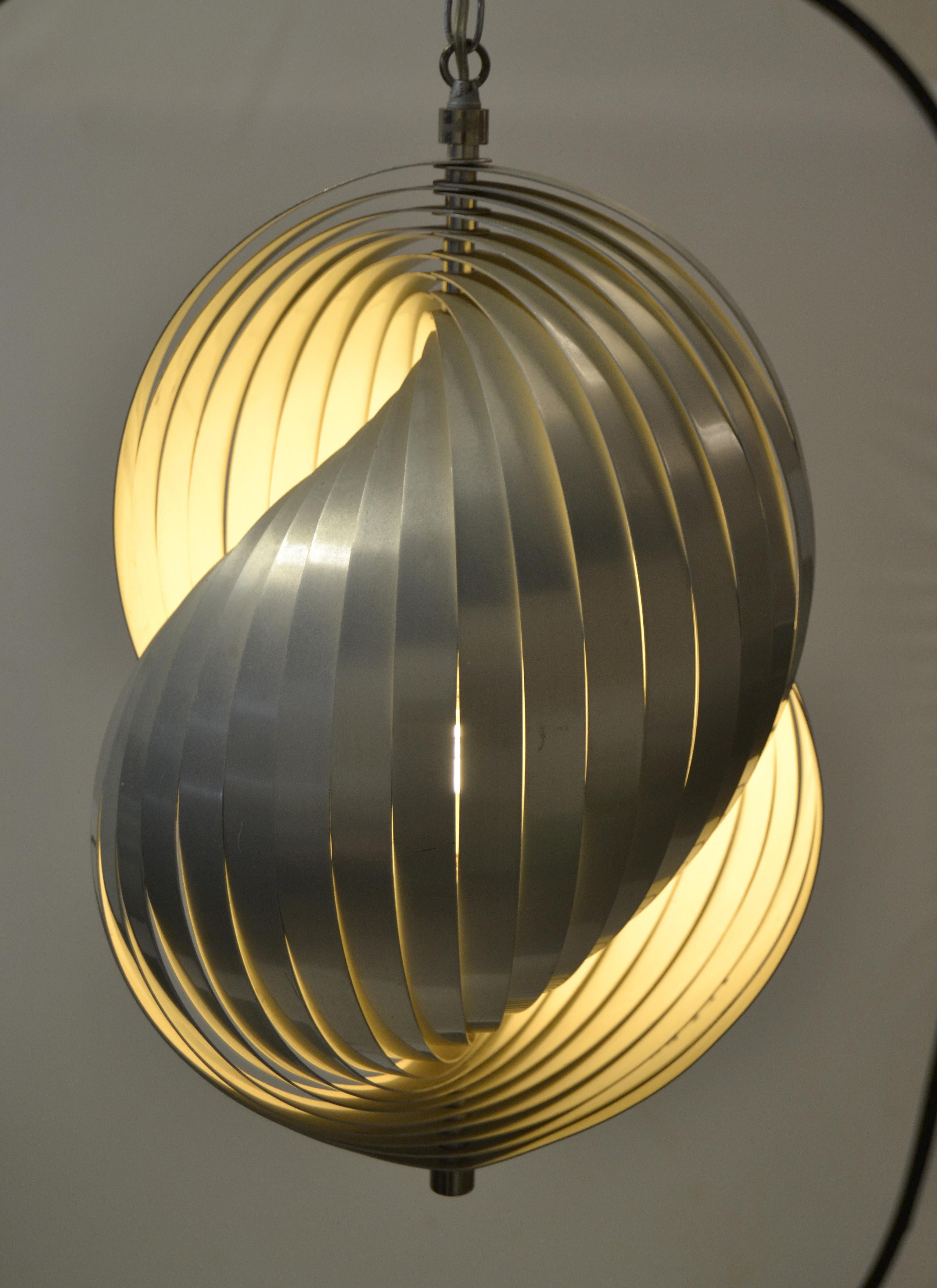 Henri Mathieu Aluminum Pendant Light Chandelier Mid-Century Modern France, 1960s 2