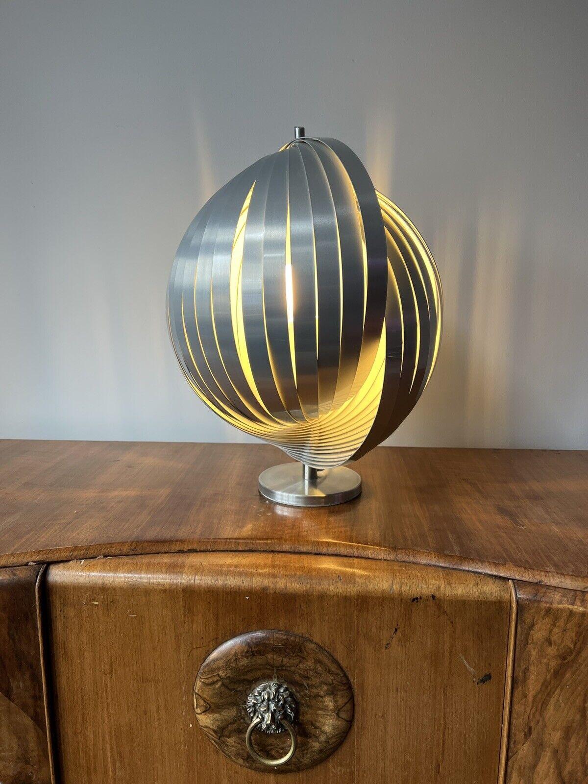 French Henri Mathieu Original 1970s Moon Lamp, Polished Steel For Sale
