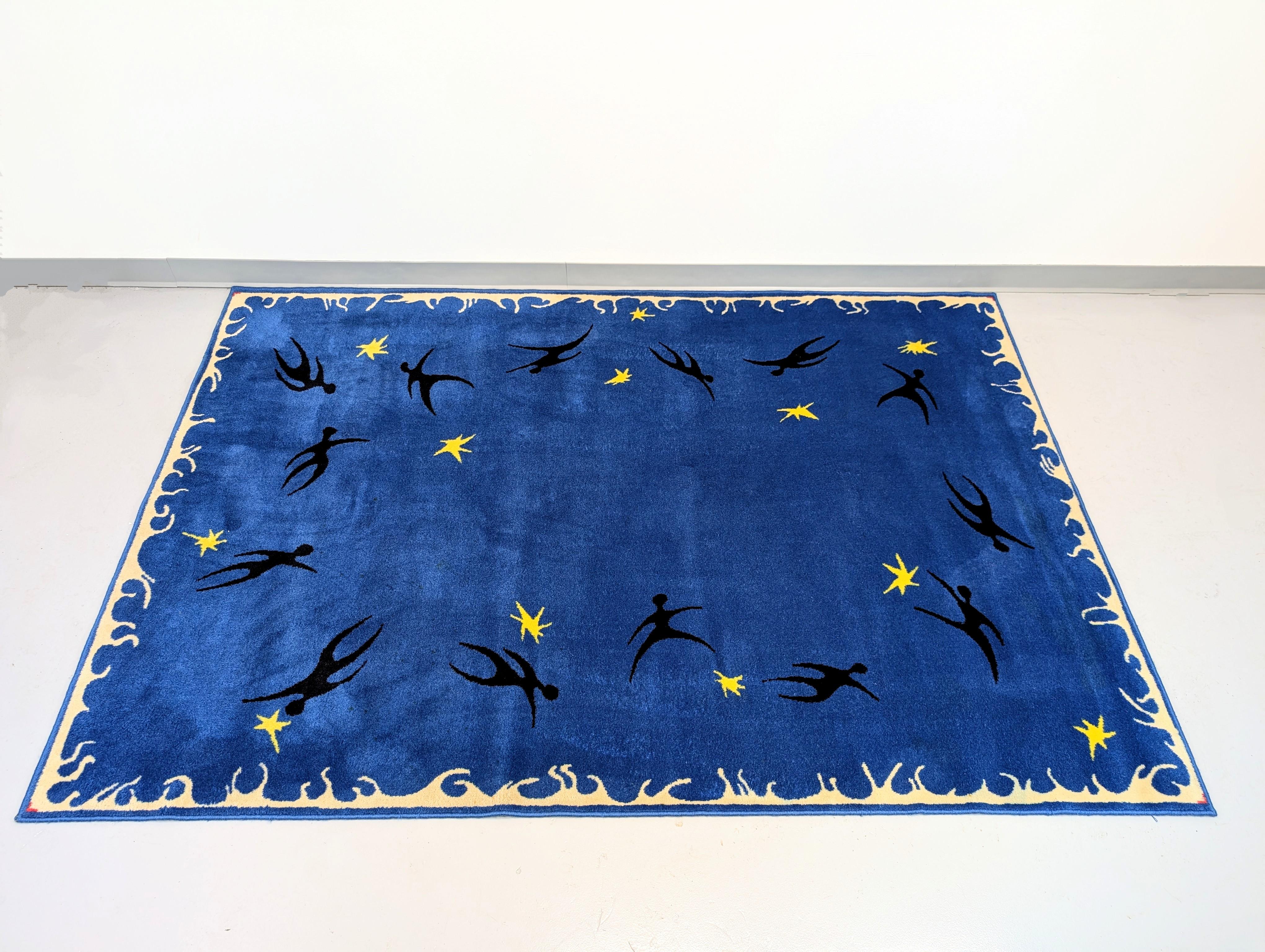 Ein handgeknüpfter Wollteppich im Vintage-Stil, inspiriert von Henri Matisse' 