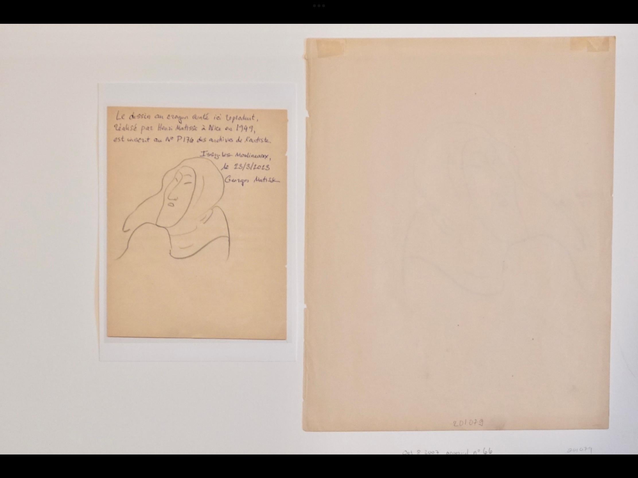 French Henri Matisse Drawing Masque D'eskimo Crayon