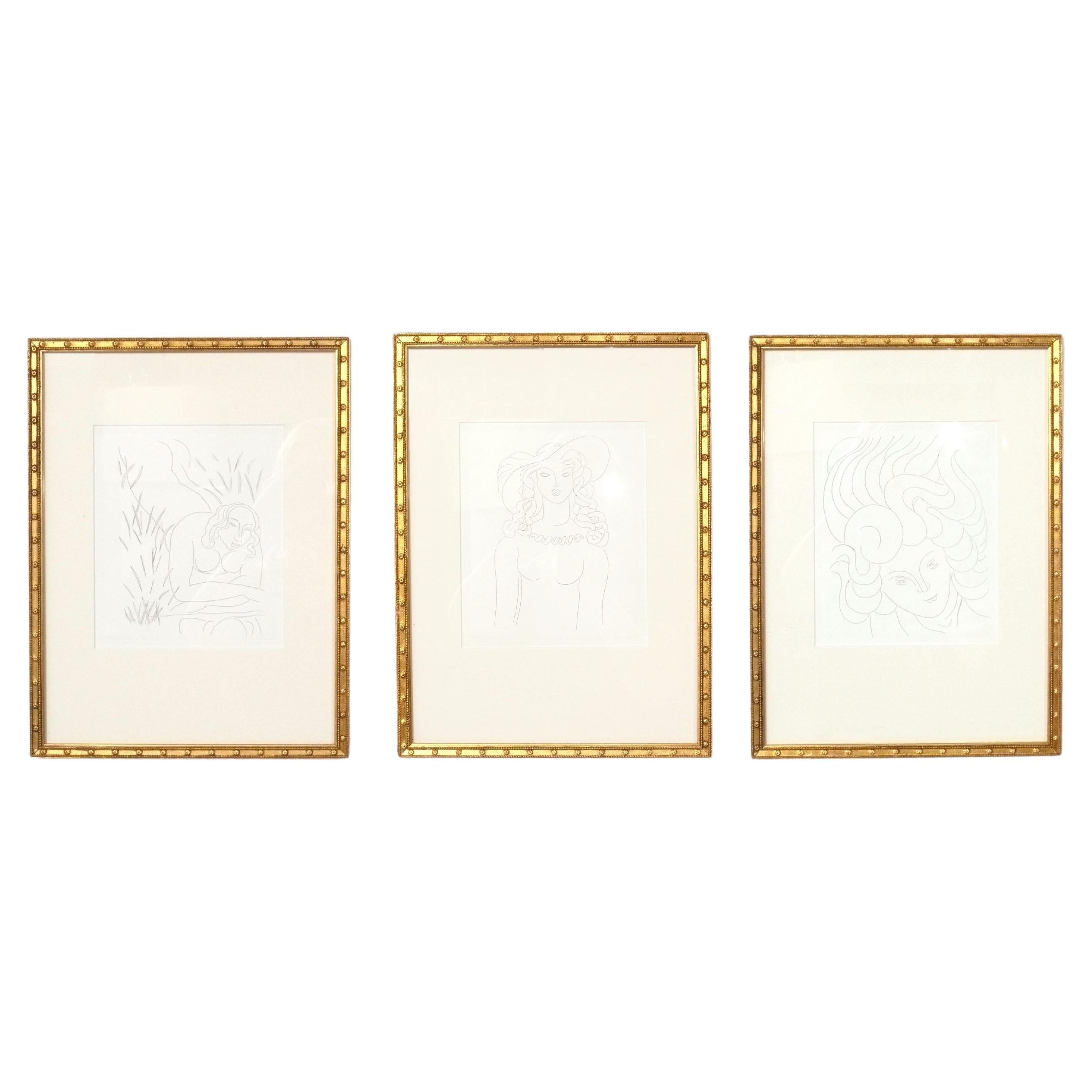 Conjunto de tres grabados de Henri Matisse Arte moderno de mediados de siglo