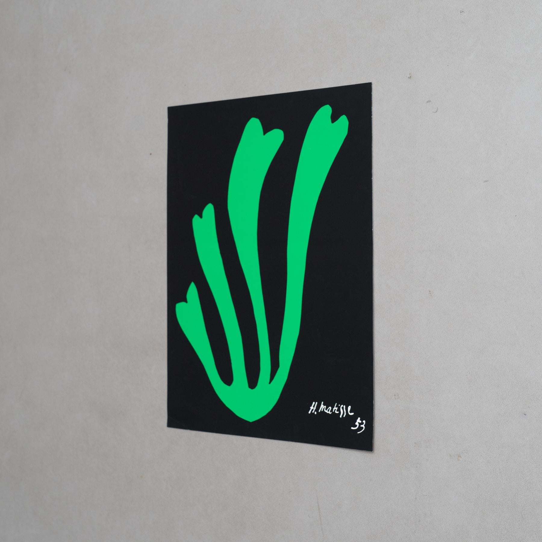 French Henri Matisse Fern Cut Out Lithography in Black and Green, 1953 For Sale