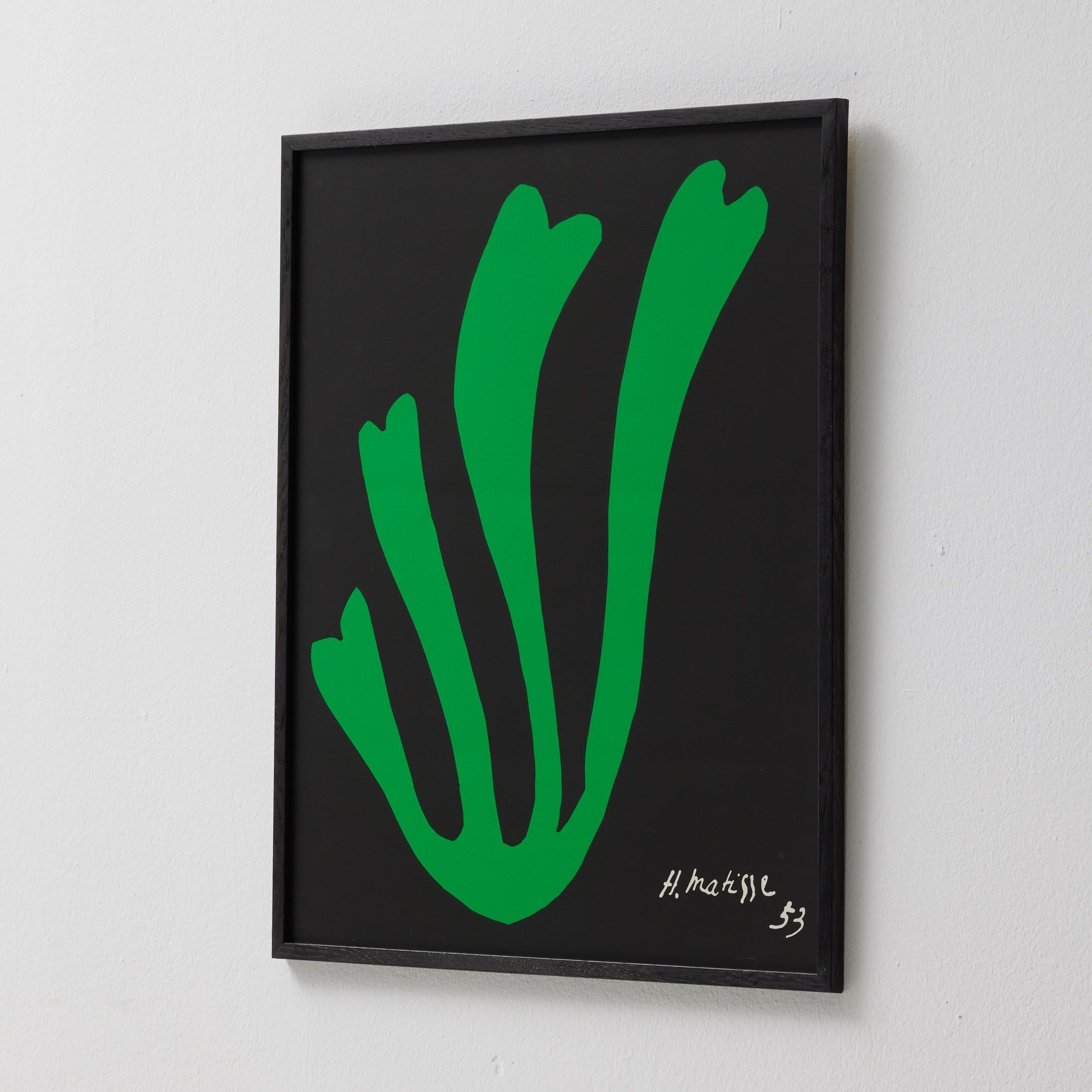 French Henri Matisse Fern Cut Out Lithography in Black and Green, 1953 For Sale