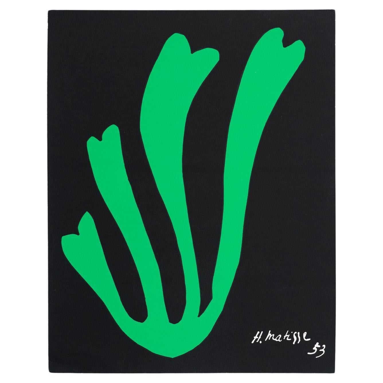 Henri Matisse Fern Cut Out Lithography in Black and Green, 1953 For Sale