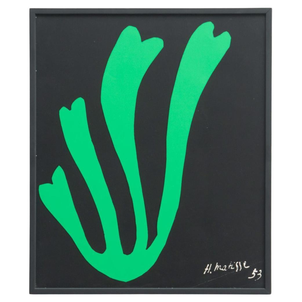 Elevate your art experience with this exquisite color lithograph from Henri Matisse's Cut Out Series, framed in a beautiful black lacquered wood. Originally created in 1953, this lithograph, edited by Nouvelle Images in the 1970s, captures the