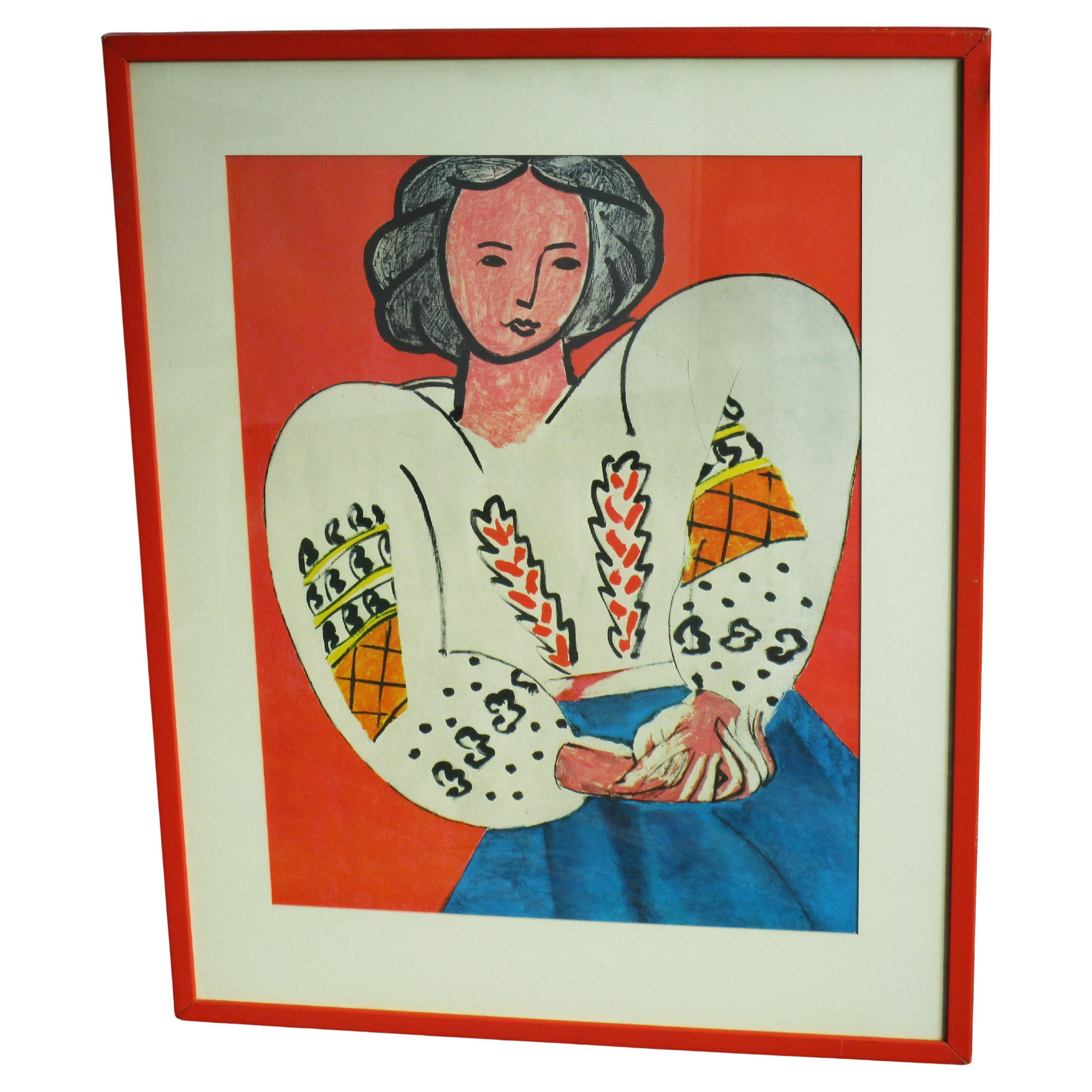 Henri Matisse Große Vintage 1960 Lithographie Druck " La Blouse Roumaine " 1940 im Angebot