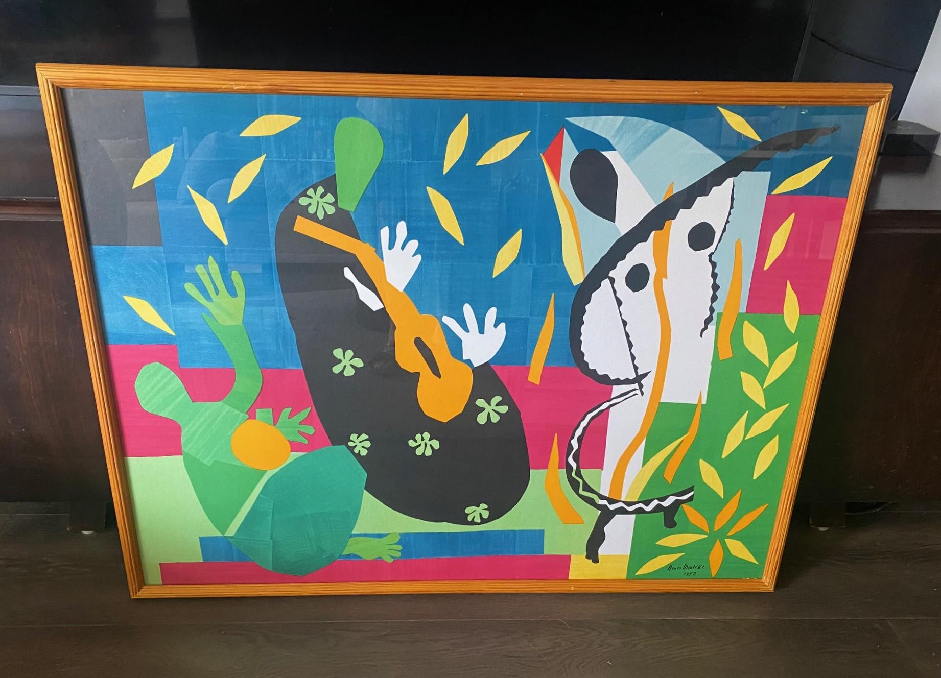 A wonderfully composed, boldly colored, abstract restrike lithograph print by French Impressionist/Modernist artist Henri Matisse (1869-1954) titled 