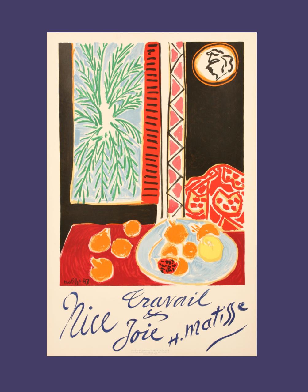 French Henri Matisse, Original Vintage Travel Poster, Nice Riviera, Fauvism, 1947