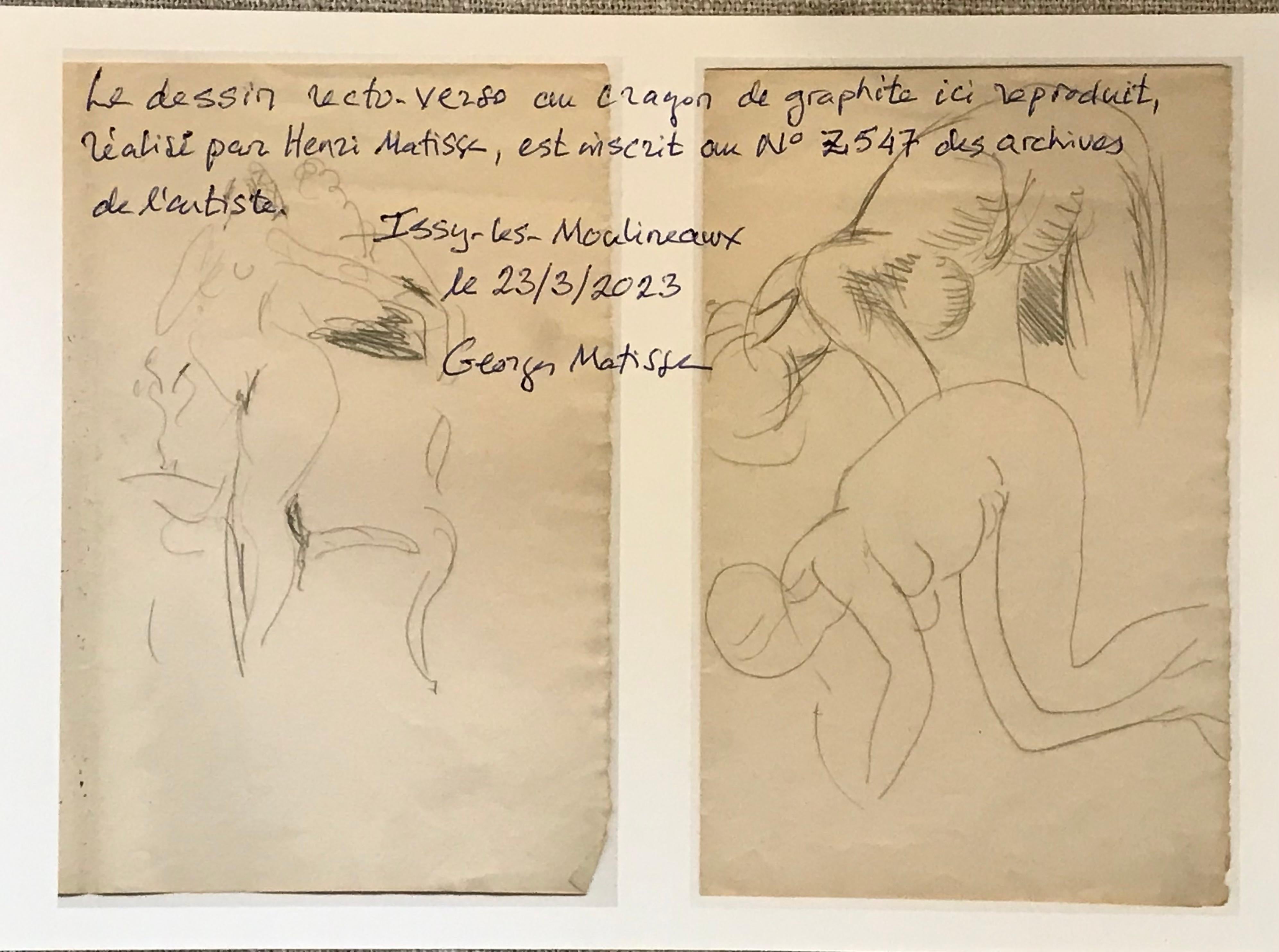 Henri Matisse, Bleistift in Aktform, Stuhl aus Matisse-Nachlass im Angebot 5