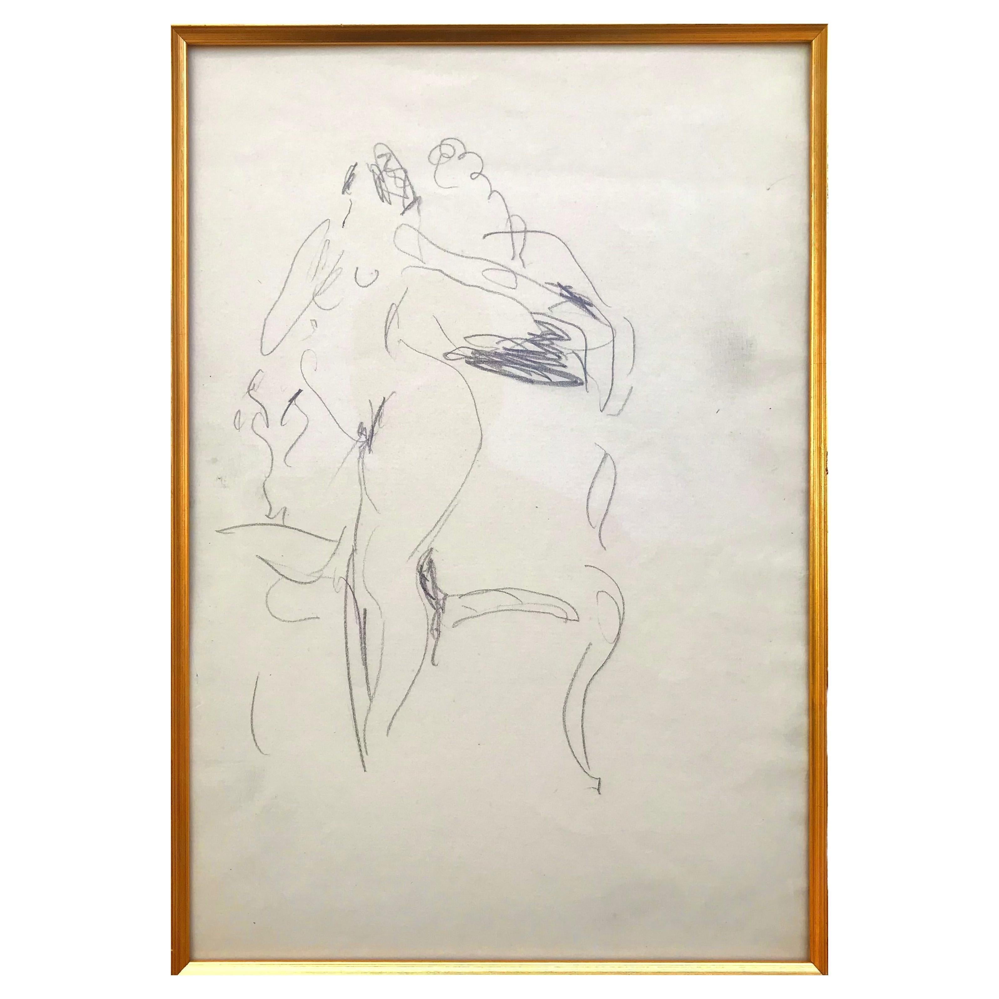 Henri Matisse Original Bleistift auf Papier Studie eines stehenden Aktes neben einem Stuhl
Bleistift auf Papier 
Nicht signiert.
Blatt: 8,85 x 13,75 Zoll 
Gerahmt: 25,6 x 21,6 Zentimeter

Die Echtheit dieses Werks wurde von Georges Matisse