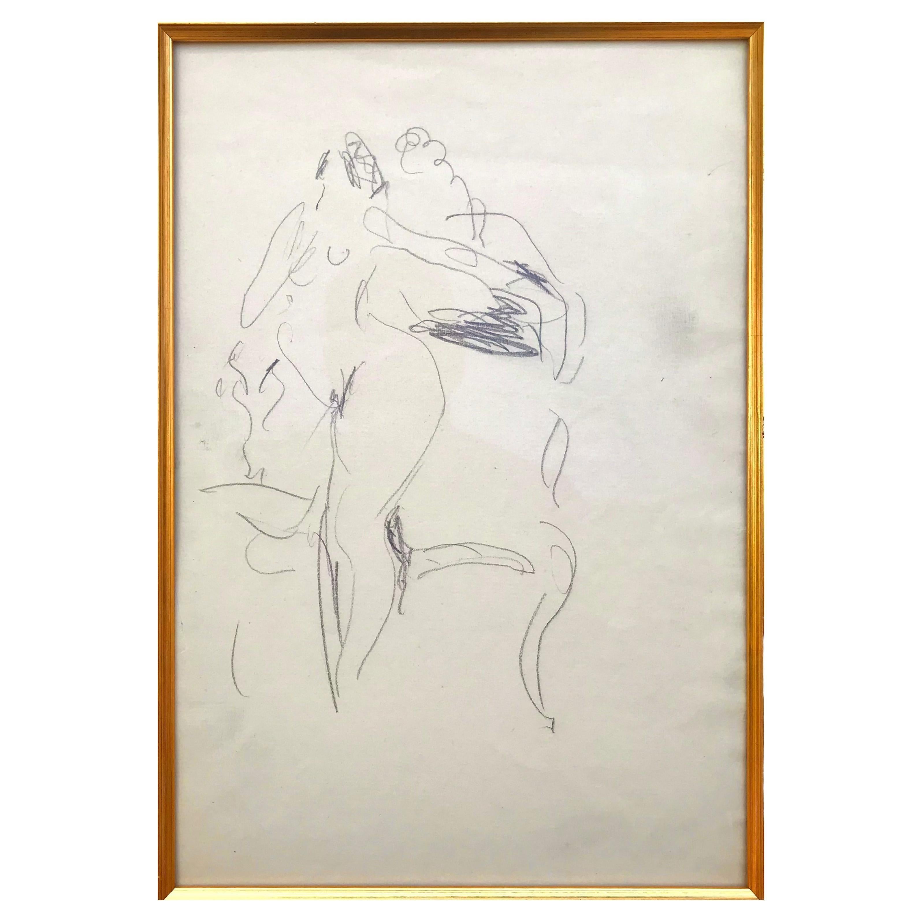 Henri Matisse Original Pencil On Paper Study Of A Standing Nude Next To Chair
Pencil on paper 
Unsigned.
Sheet: 8.85 x 13.75 Inches 
Framed: 25.6 x 21.6 Inches

The authenticity of this work has been confirmed by Georges Matisse. A catalogued (COA)