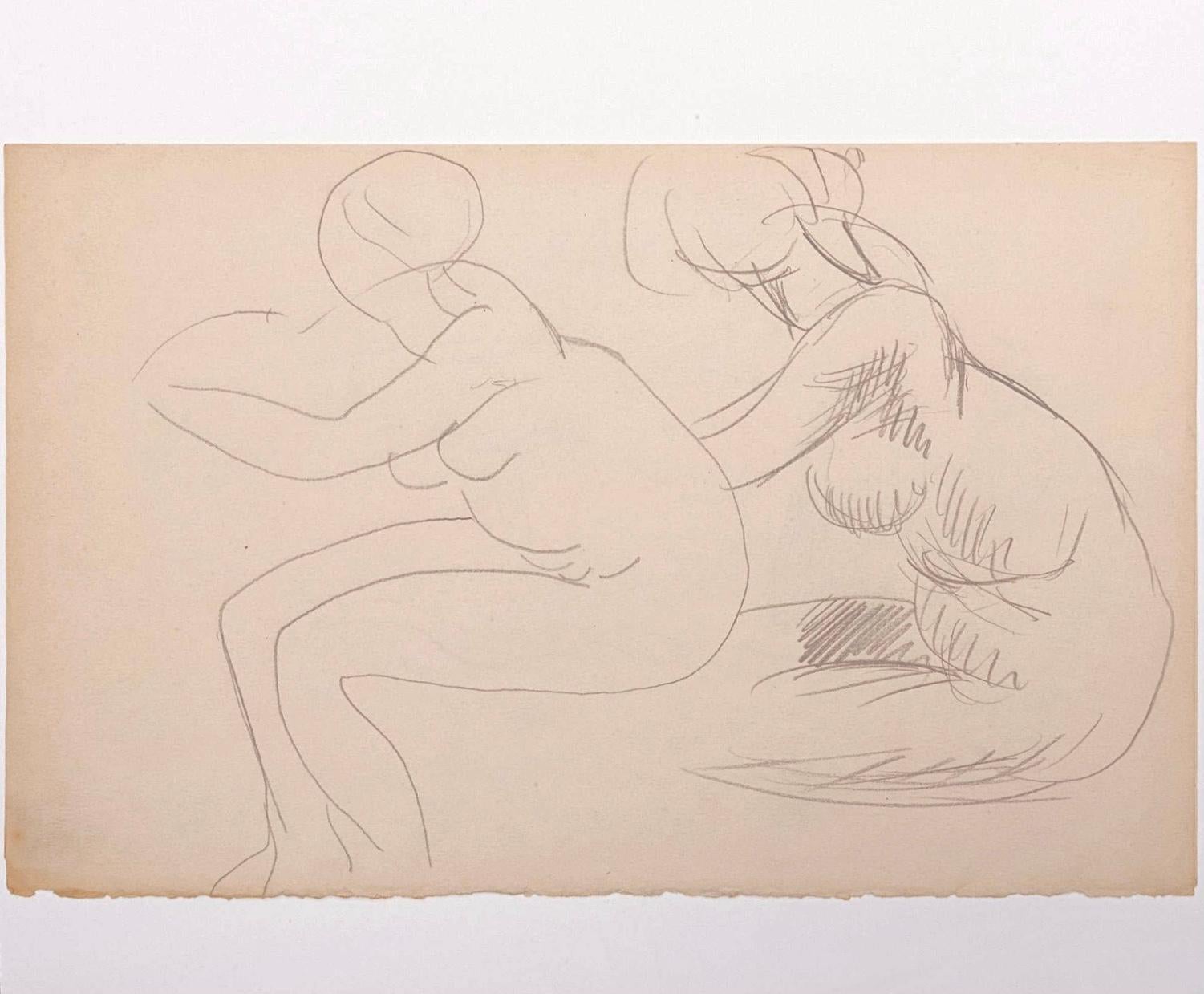 Hand-Painted Henri Matisse Pencil Nude Etude From Matisse Estate