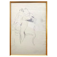 Vintage Henri Matisse Pencil Of Nude By Chair From Matisse Estate