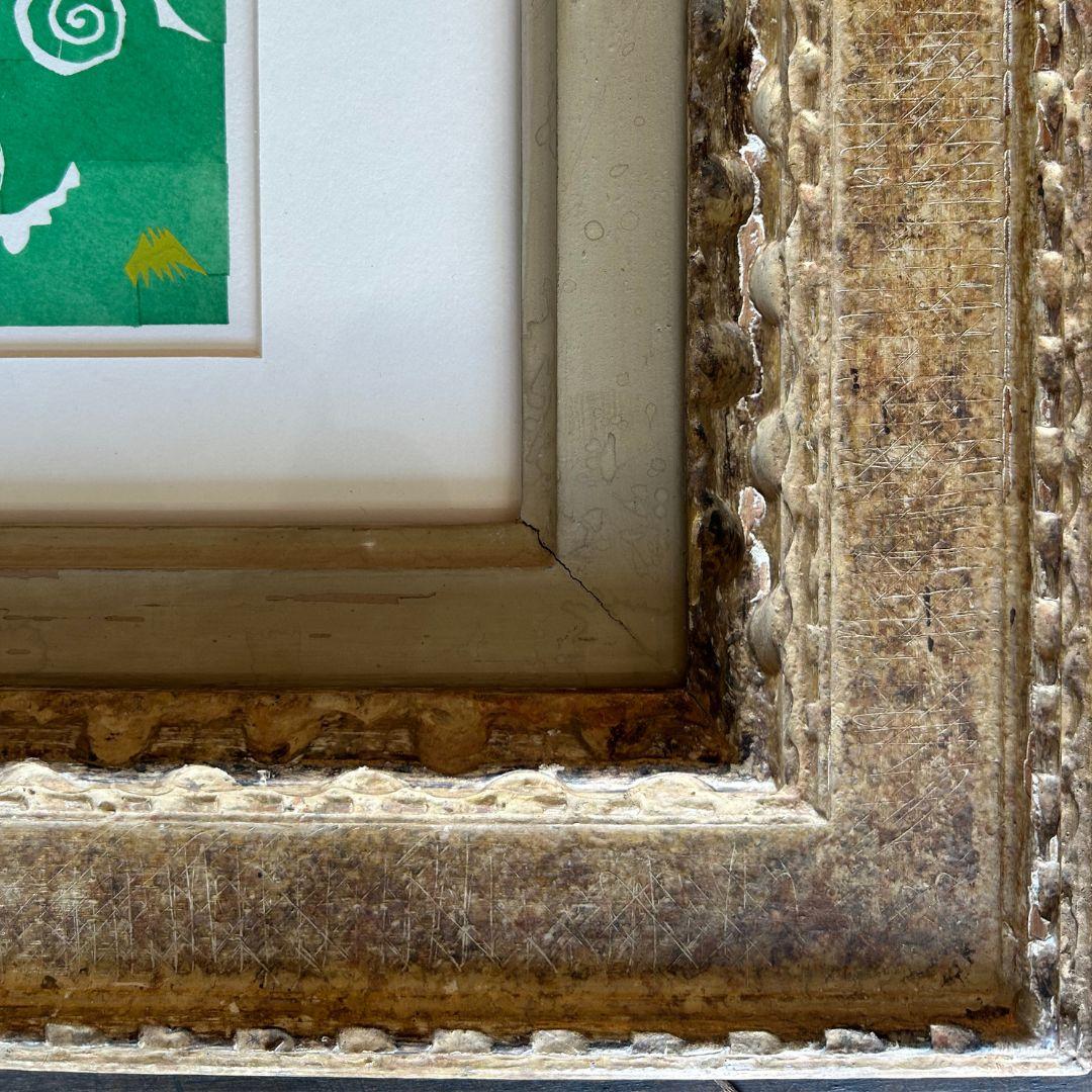 Paint Henri Matisse Pochoir After the Découpage, 1953, in Antique Gilt Frame For Sale