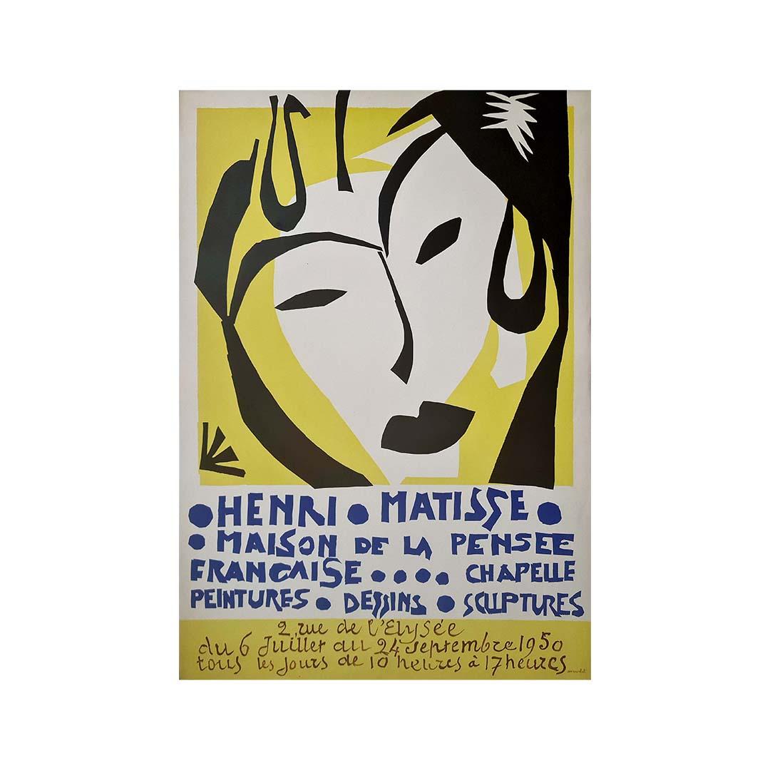 1950 Manifesto originale - Mostra di Henri Matisse Maison de la pensée Française 1