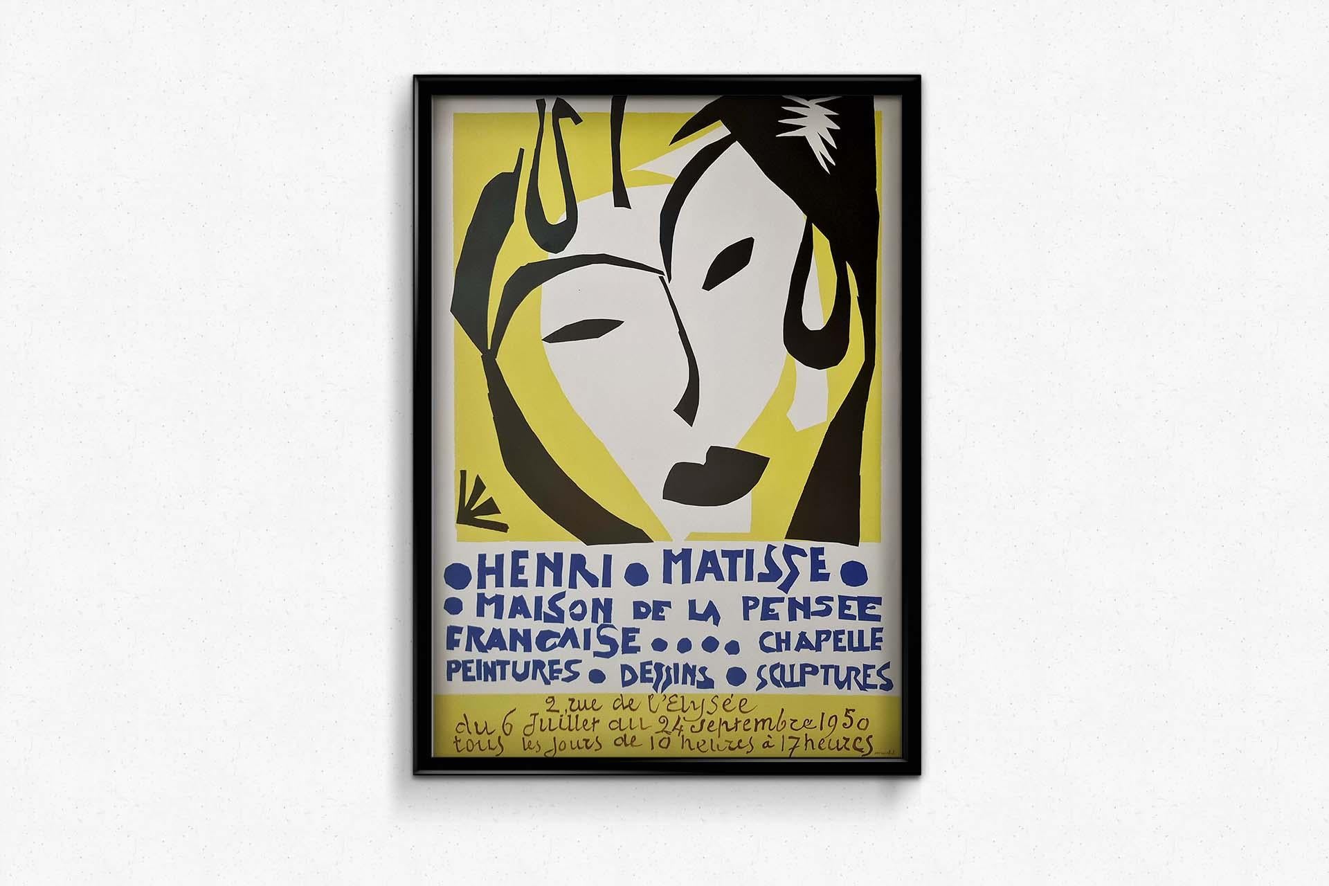 1950 Manifesto originale - Mostra di Henri Matisse Maison de la pensée Française 3