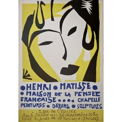 1950 Originalplakat - Ausstellung von Henri Matisse Maison de la pensée Française