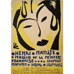 1950 Affiche originale - Exposition d'Henri Matisse Maison de la pensée Française