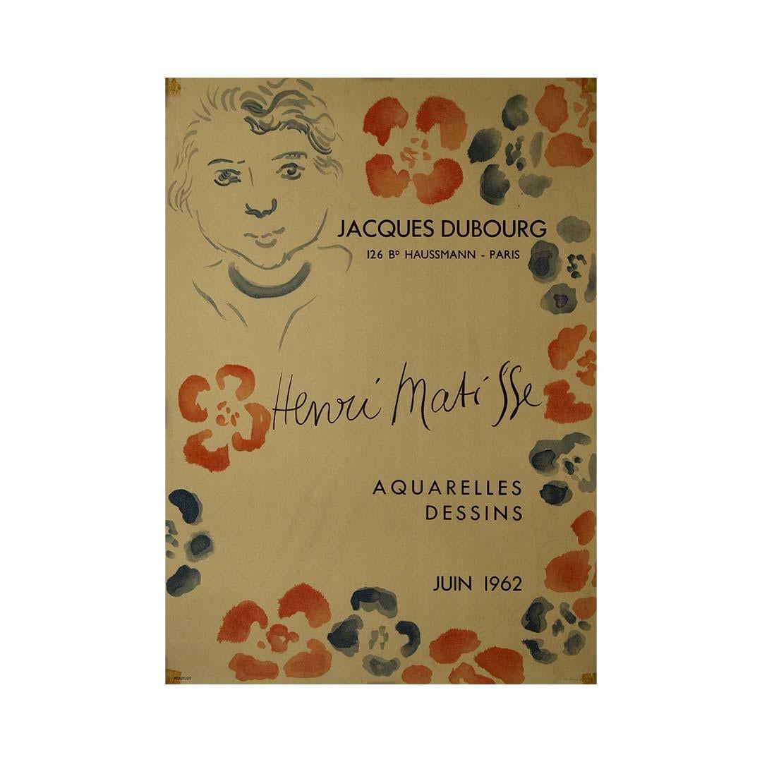 1962 original exhibition poster by Henri Matisse - Jacques Dubourg For Sale 1