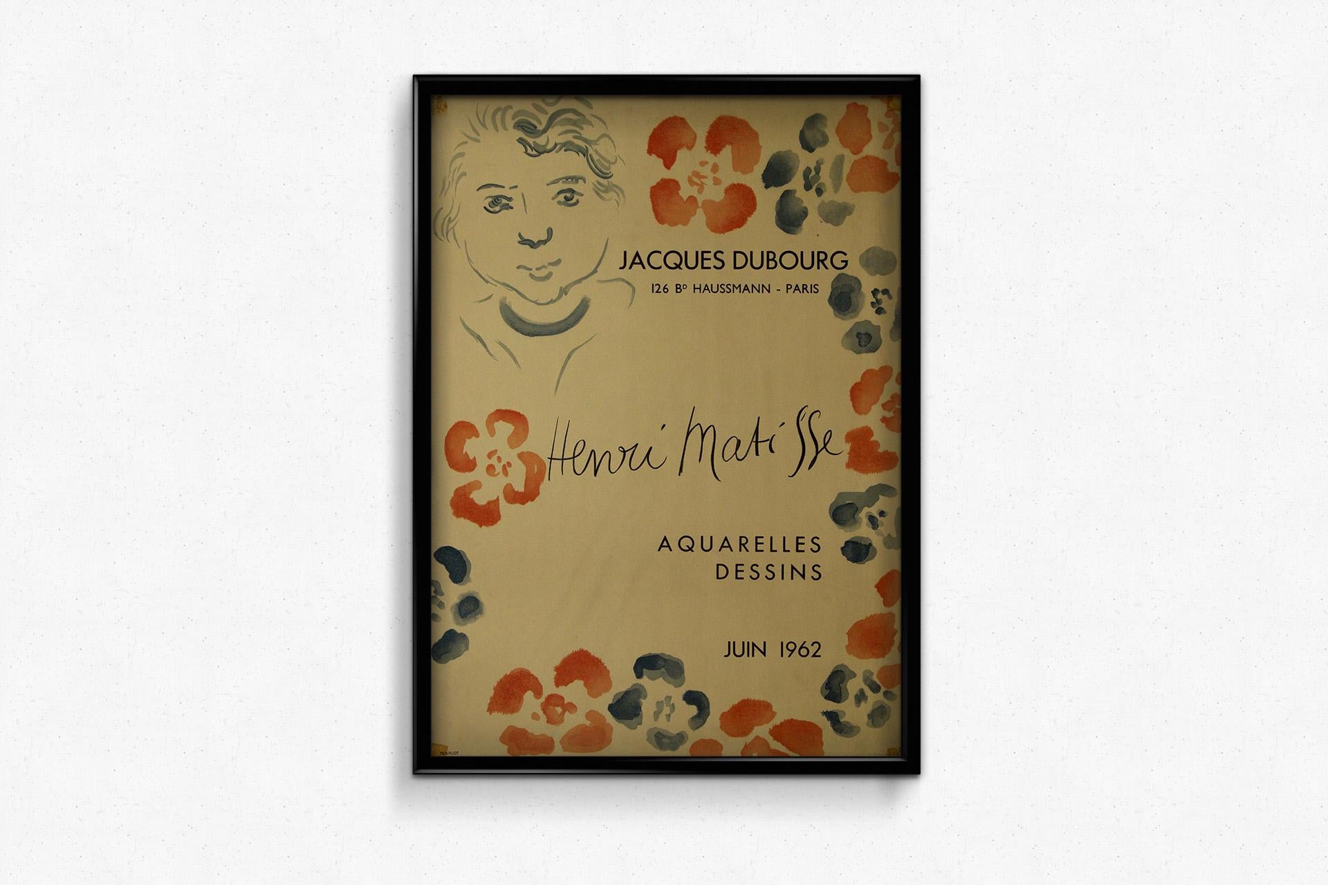 1962 original exhibition poster by Henri Matisse - Jacques Dubourg For Sale 3