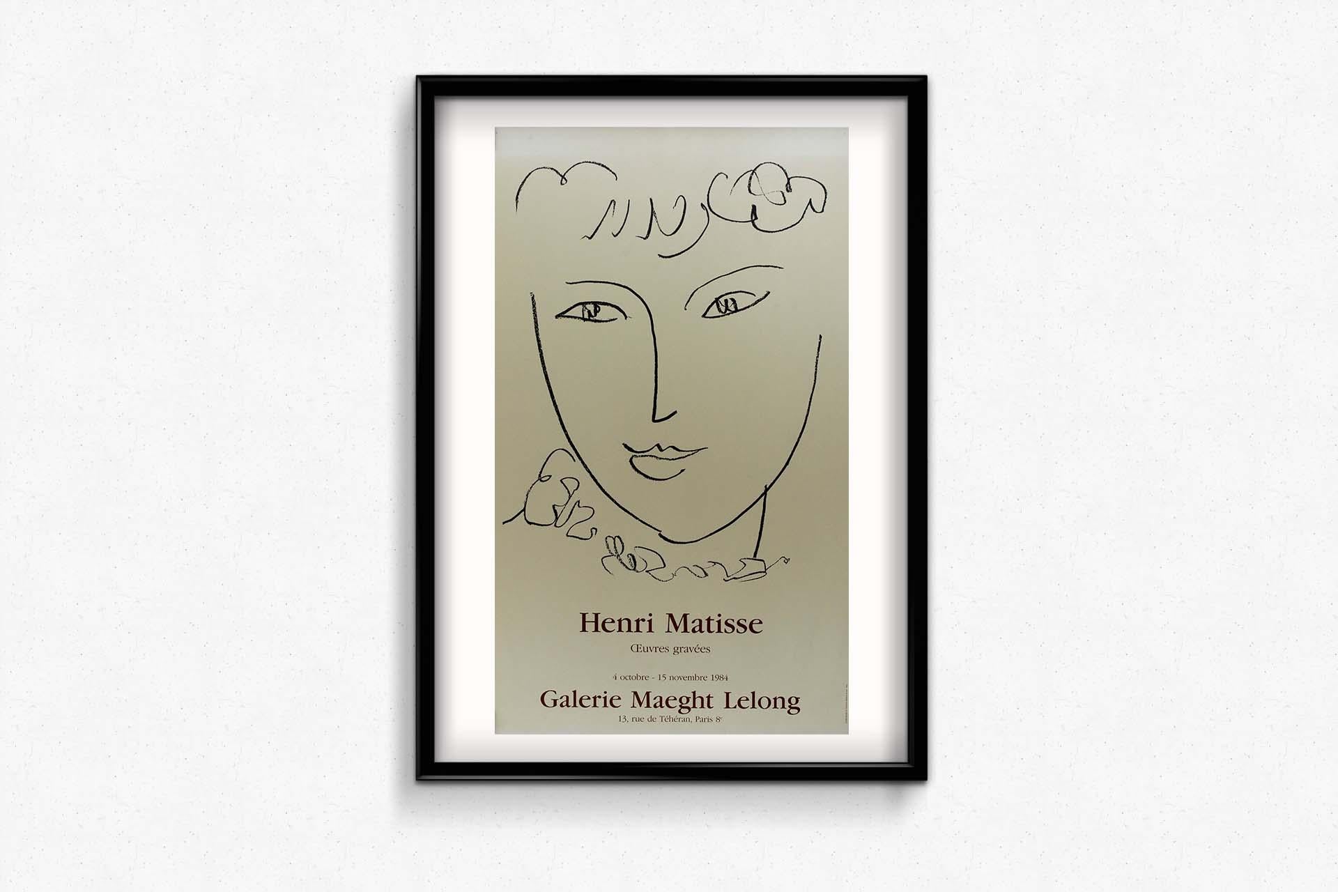 1984 original poster by Henri Matisse for the exhibition at the Galerie Maeght For Sale 1