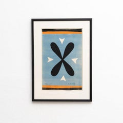 D'après Henri Matisse, « Fleur à quatre pétales », lithographie en couleur encadrée, années 1970