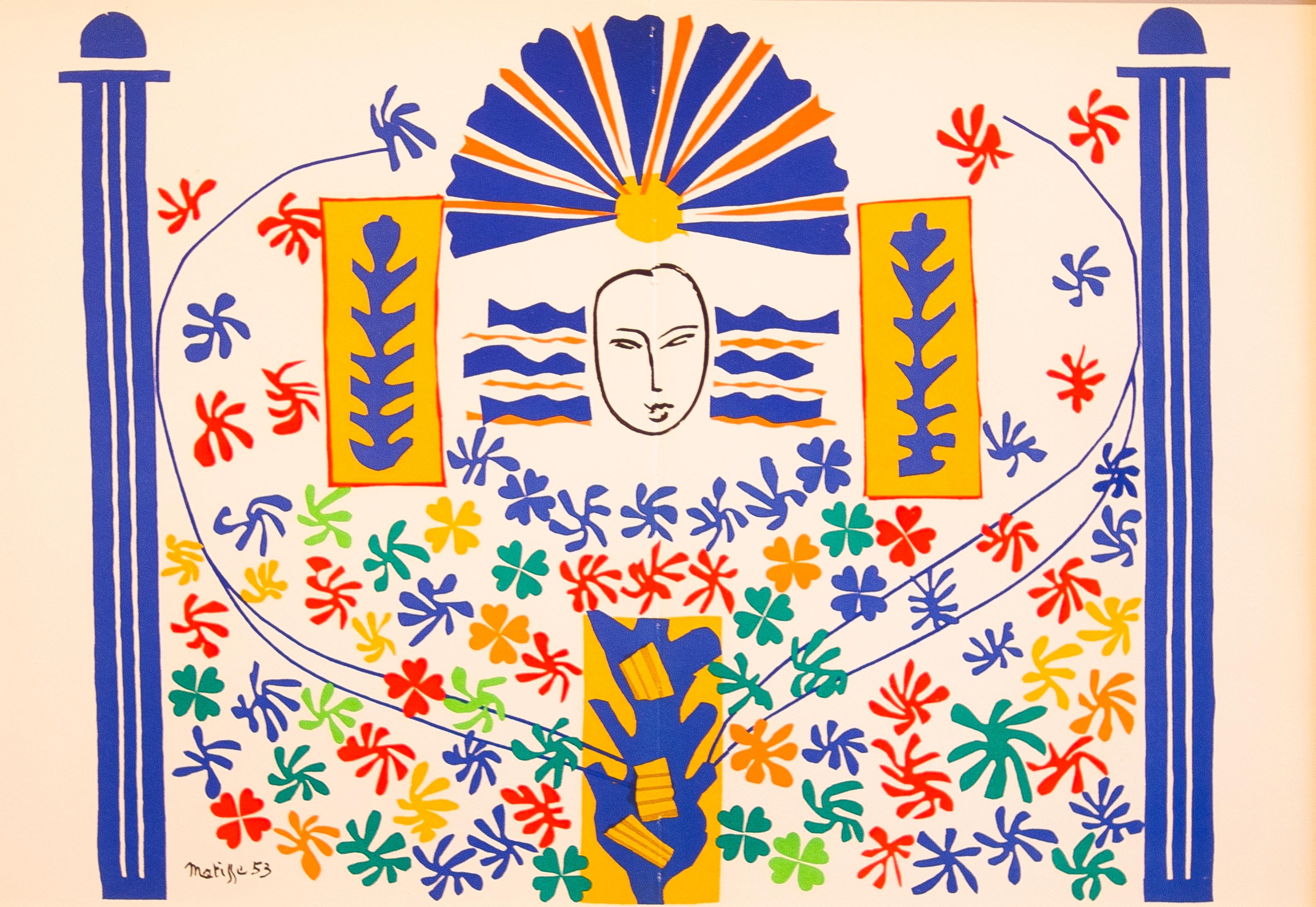 Henri Matisse Abstract Print – Apollon, Expressionist, colorful, framed lithograph