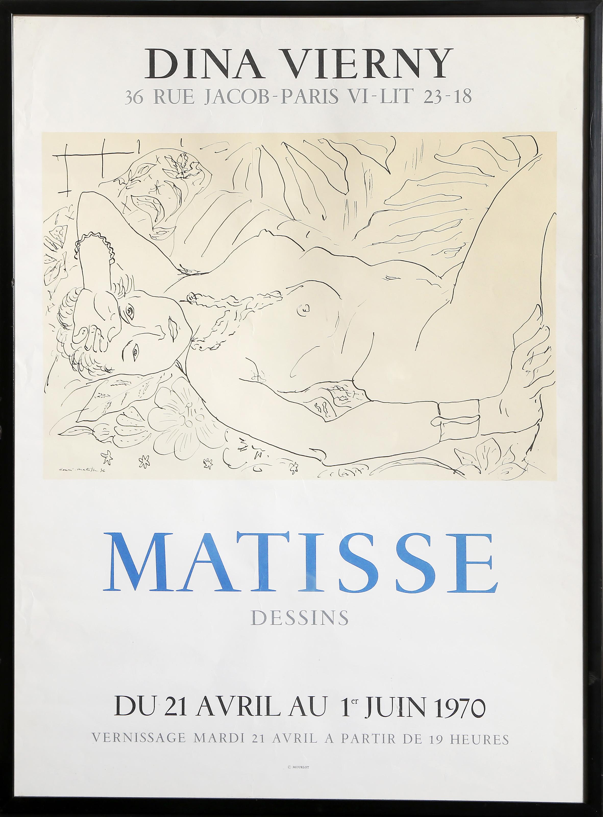Henri Matisse, Francés (1869 - 1954) - Dessins, Año:  1970, Medio:  Póster litográfico, Tamaño:  65,41 x 47,63 cm (25,75 x 18,75 pulg.), Tamaño del marco:  26,75 x 19,75 pulgadas, Impresora:  Mourlot, Editorial:  Mourlot 