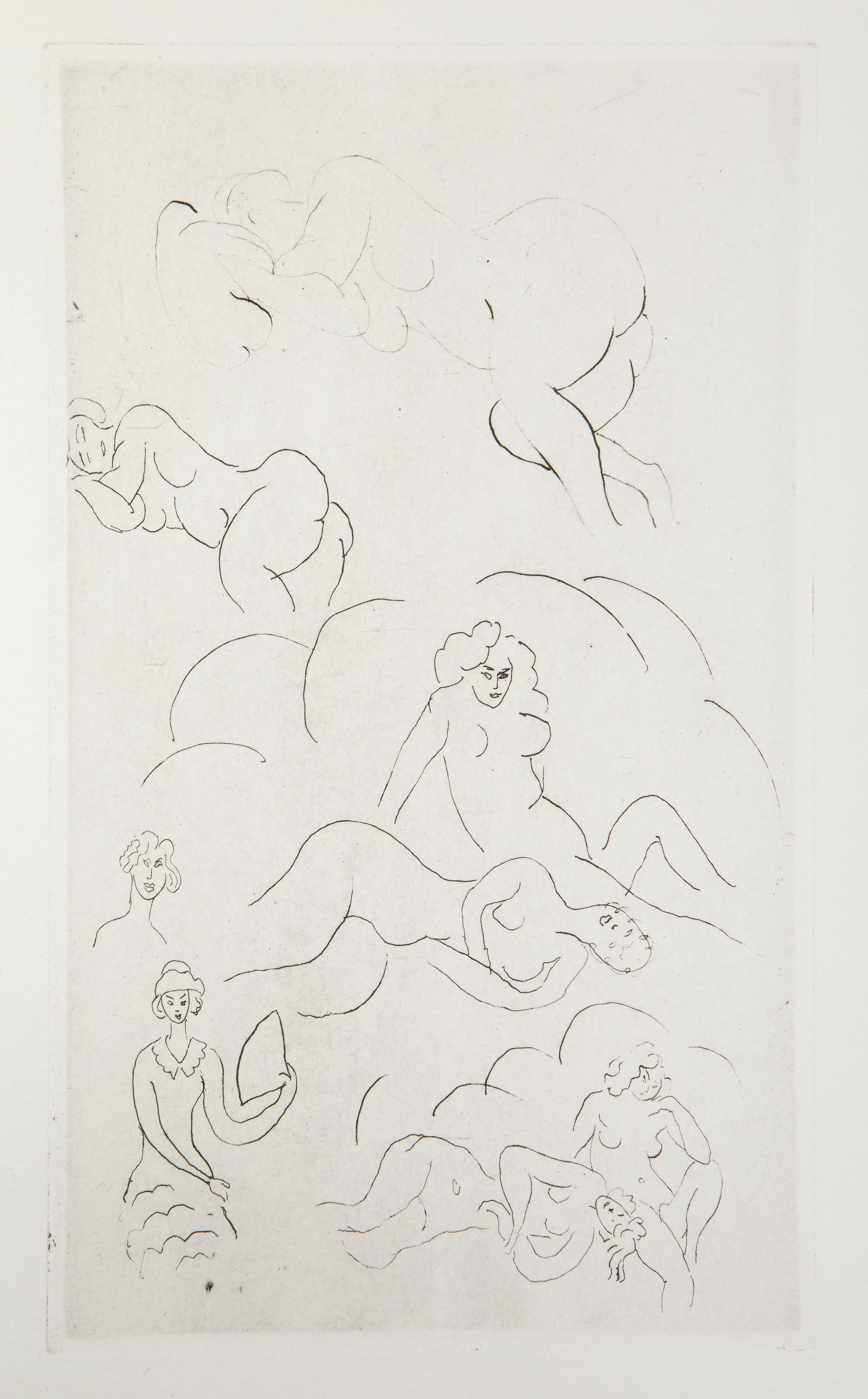  Henri Matisse, Französisch (1869 - 1954) - Etüden, Jahr: 1932, Medium: Radierung auf Velin, Bildformat: 9 x 5.25 inches, Format: 13 x 10 in. (33.02 x 25.4 cm), Provenienz: Aus der Sammlung des verstorbenen Larry Saphire.