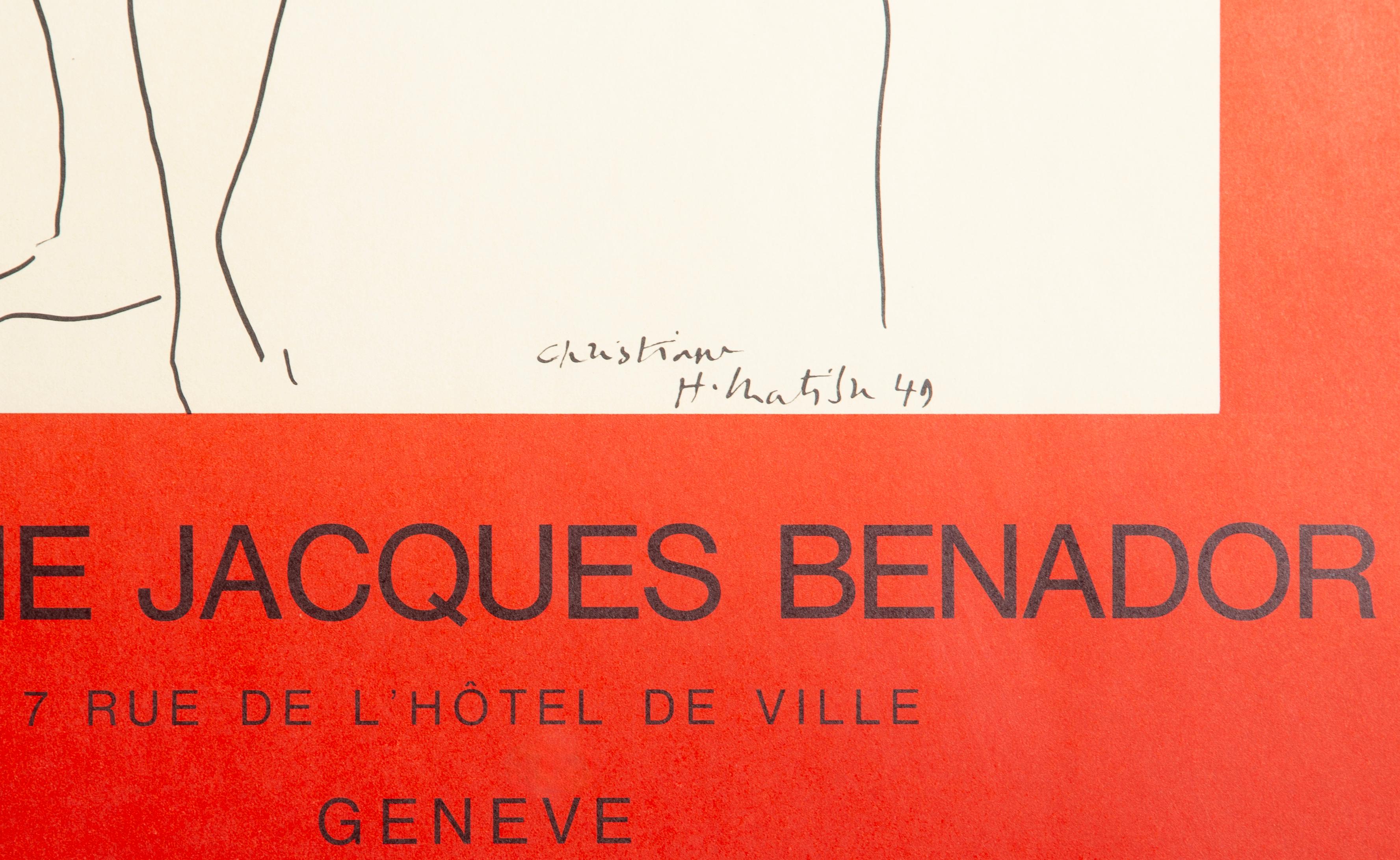Exhibition Poster: Jacques Benador Gallery, Modern Lithograph Henri Matisse For Sale 2