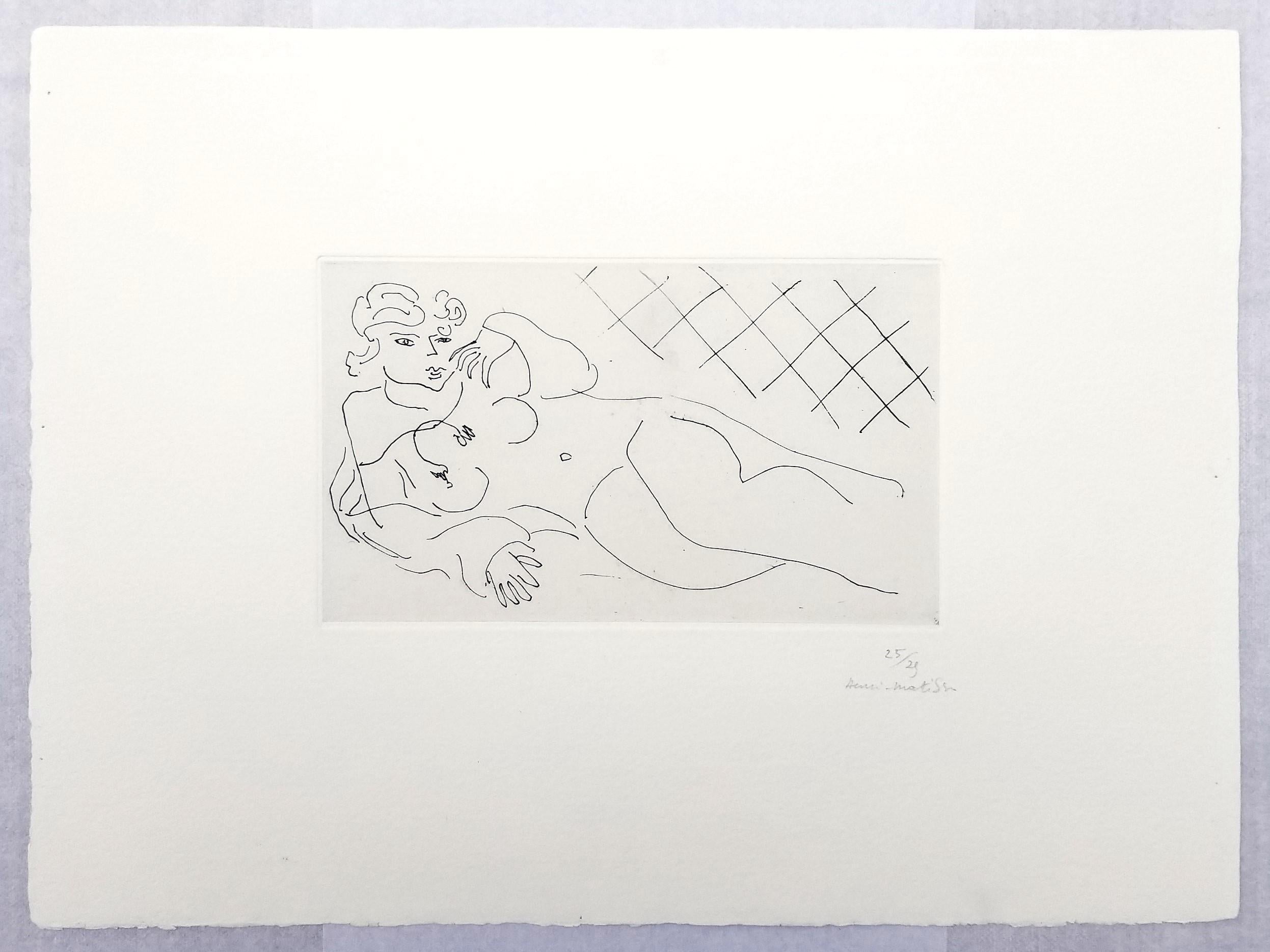 Figure Allongée devant un Carrelage (Figure Lying in front of a Tiled Floor) - Print by Henri Matisse