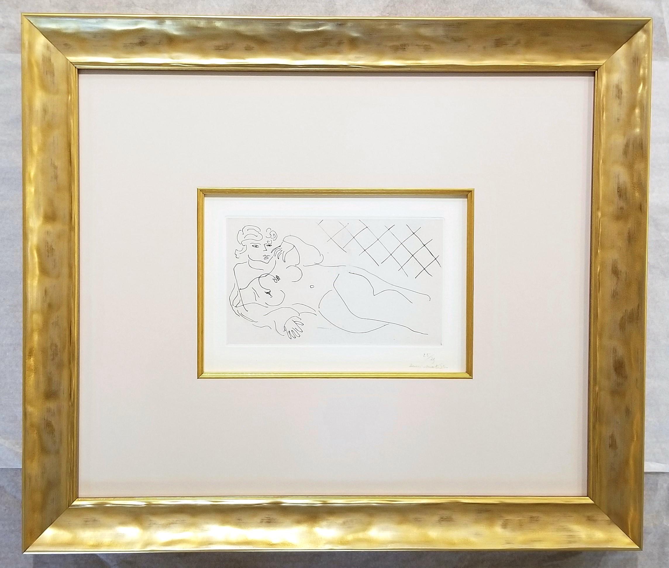 Figure Allongée devant un Carrelage (Figure Lying in front of a Tiled Floor) - Gray Nude Print by Henri Matisse
