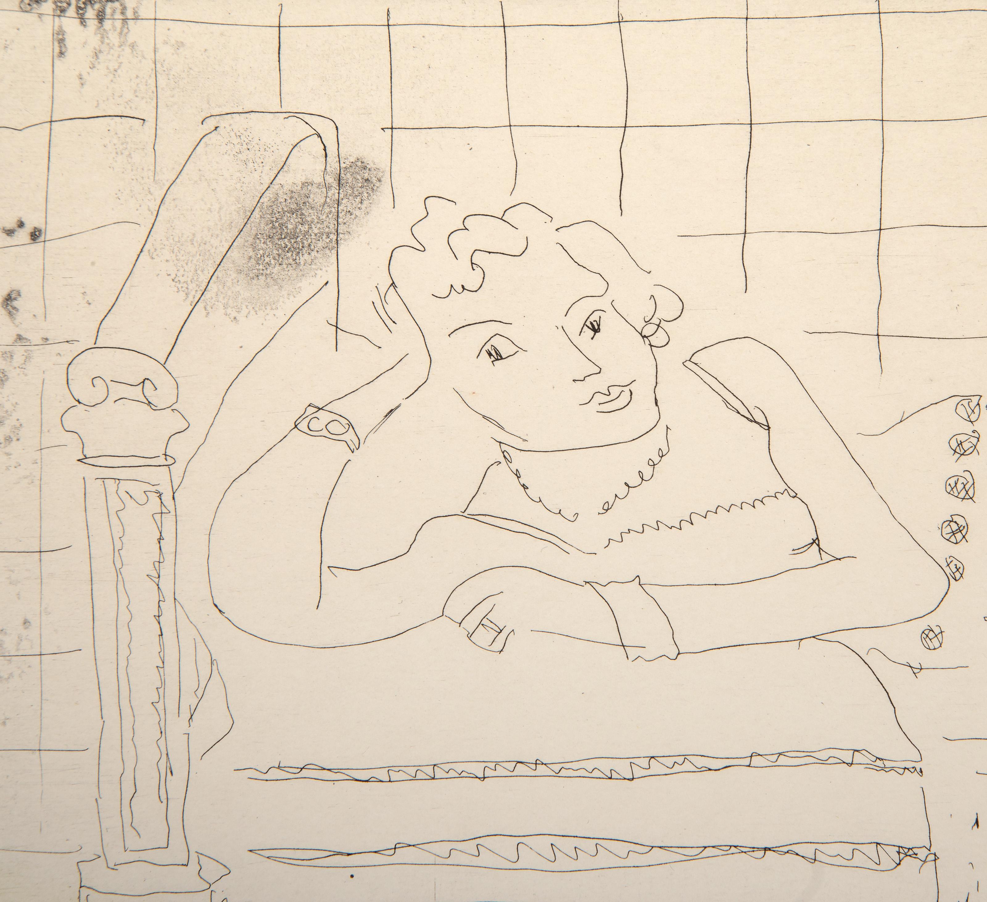Figure Allongee sur un lit d'acajou, Etching by Henri Matisse For Sale 1