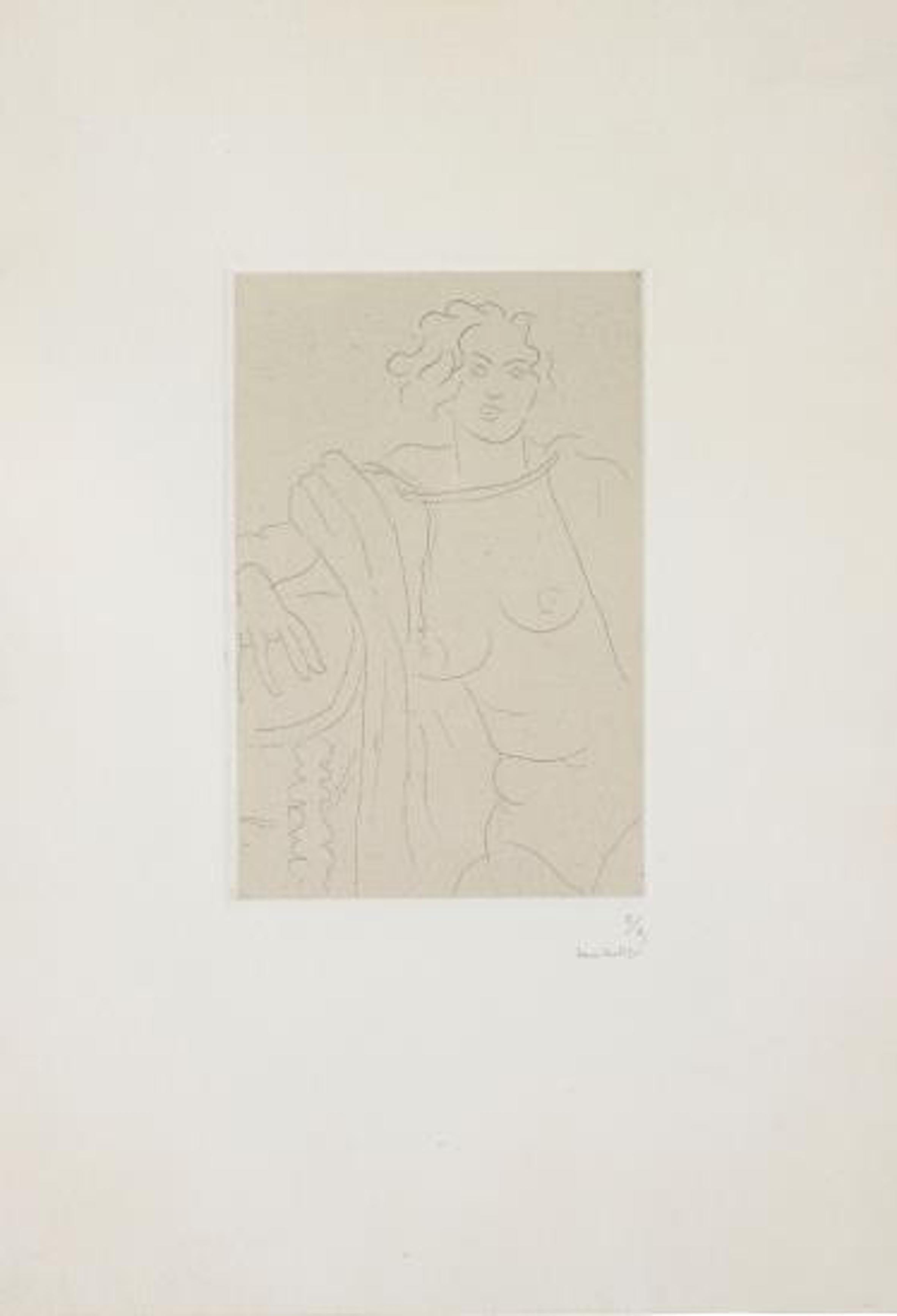 Henri Matisse Figurative Print – Asseisenfigur, le bras droit appuy sur une Tisch 
